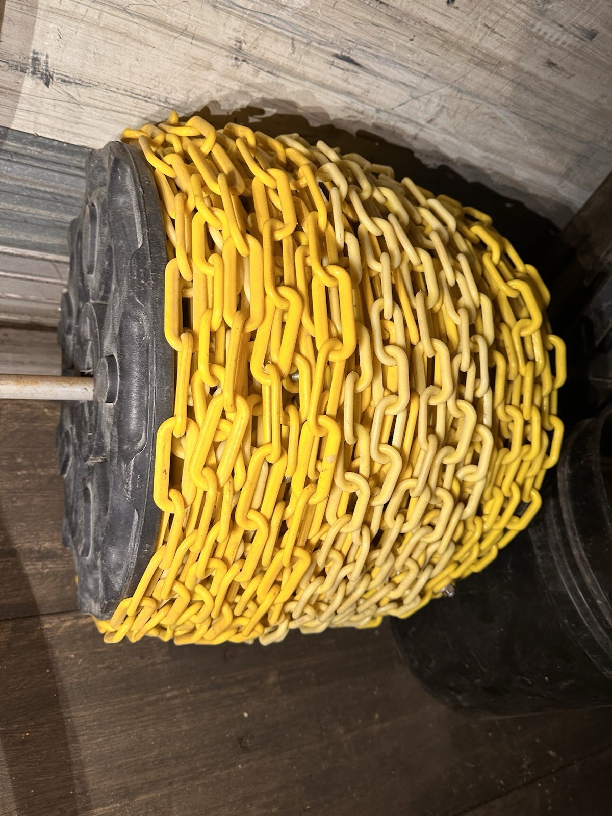 Yellow Plastic Chain For Crowd Control Approximately 500’ On Roll