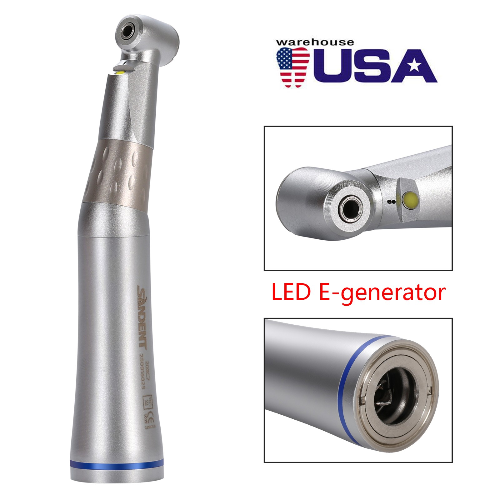 Dental Internal Spray E-generator LED Contra Angle /Air Motor Handpiece 4 Hole
