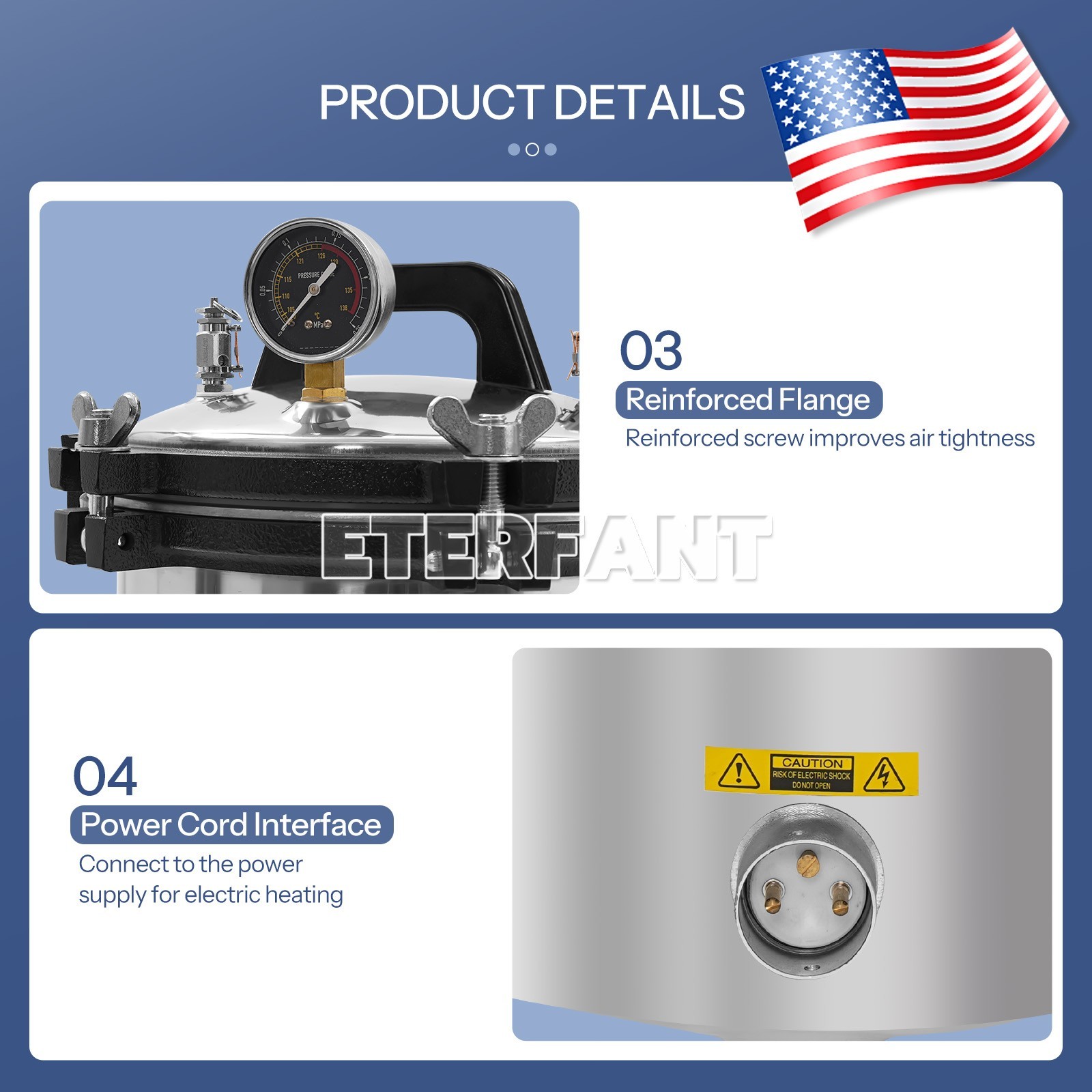 ETERFANT 24L Dental Autoclave Sterilizer Tabletop Medical Steam Sterilizer US