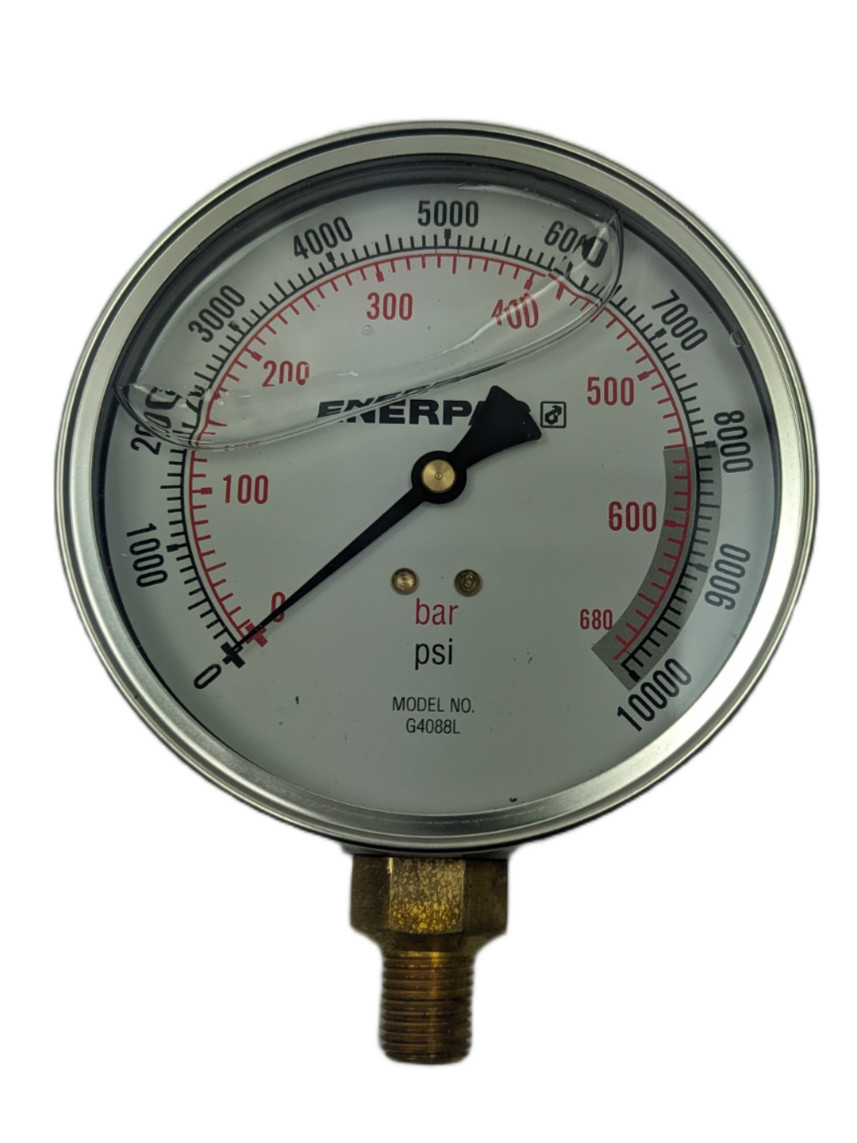 Enerpac G4088L Hydraulic Pressure Gauge 4.0 in Face 0-10000 PSI 0-700 Bar 1/4