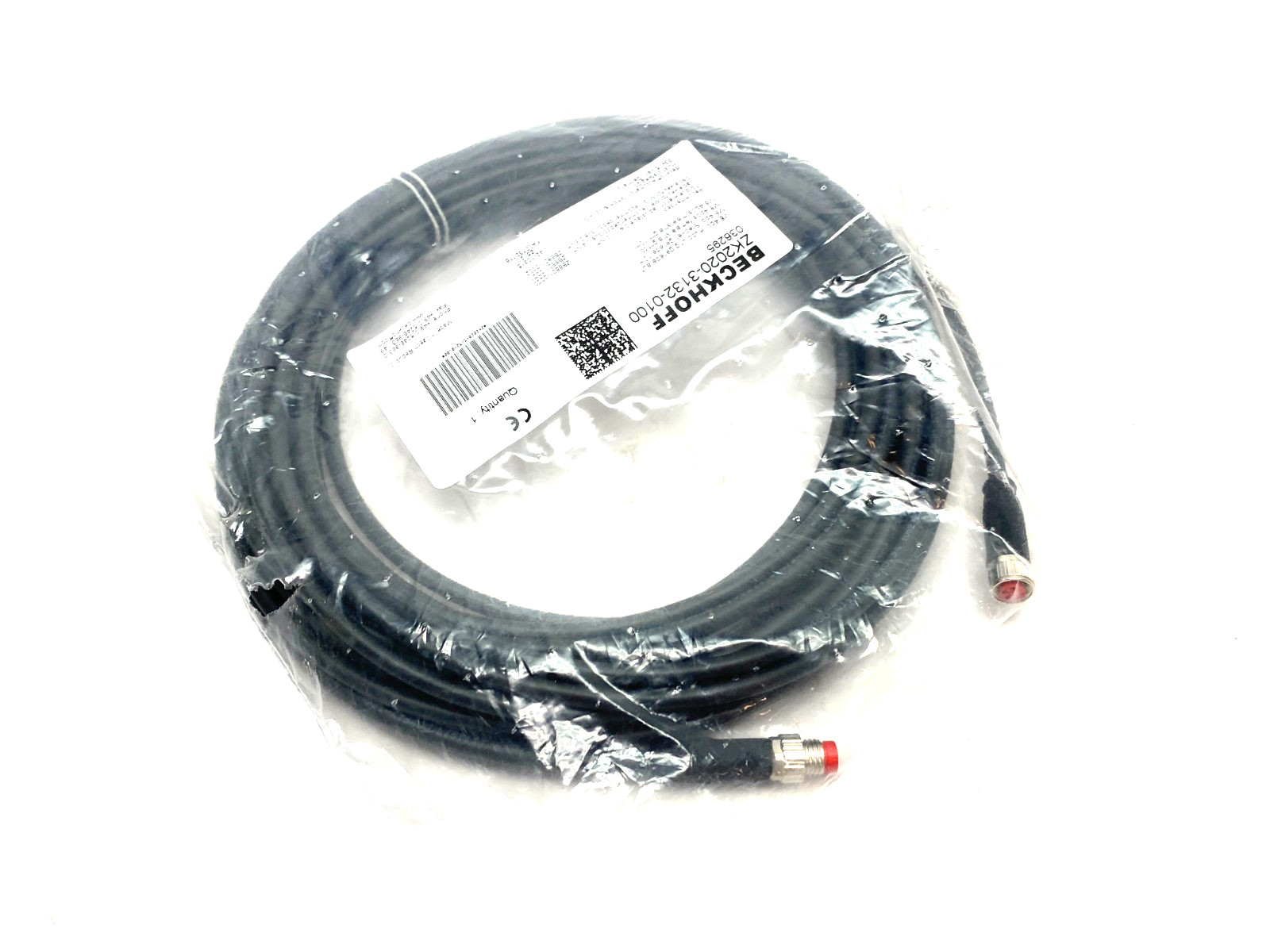 Beckhoff ZK2020-3132-0100 Double Ended Power Cable M8 4-Pin M to F, 036295