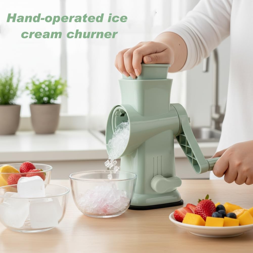 Home Use Rotary Ice Shaver W/ Handle Manual Hand Crank Snow Cone Maker Machine