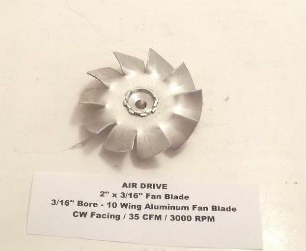 AIR DRIVE 2″ x 3/16″ Fan Blade – 3/16″ Bore – 10 Wing Aluminum Fan Blade – CW –