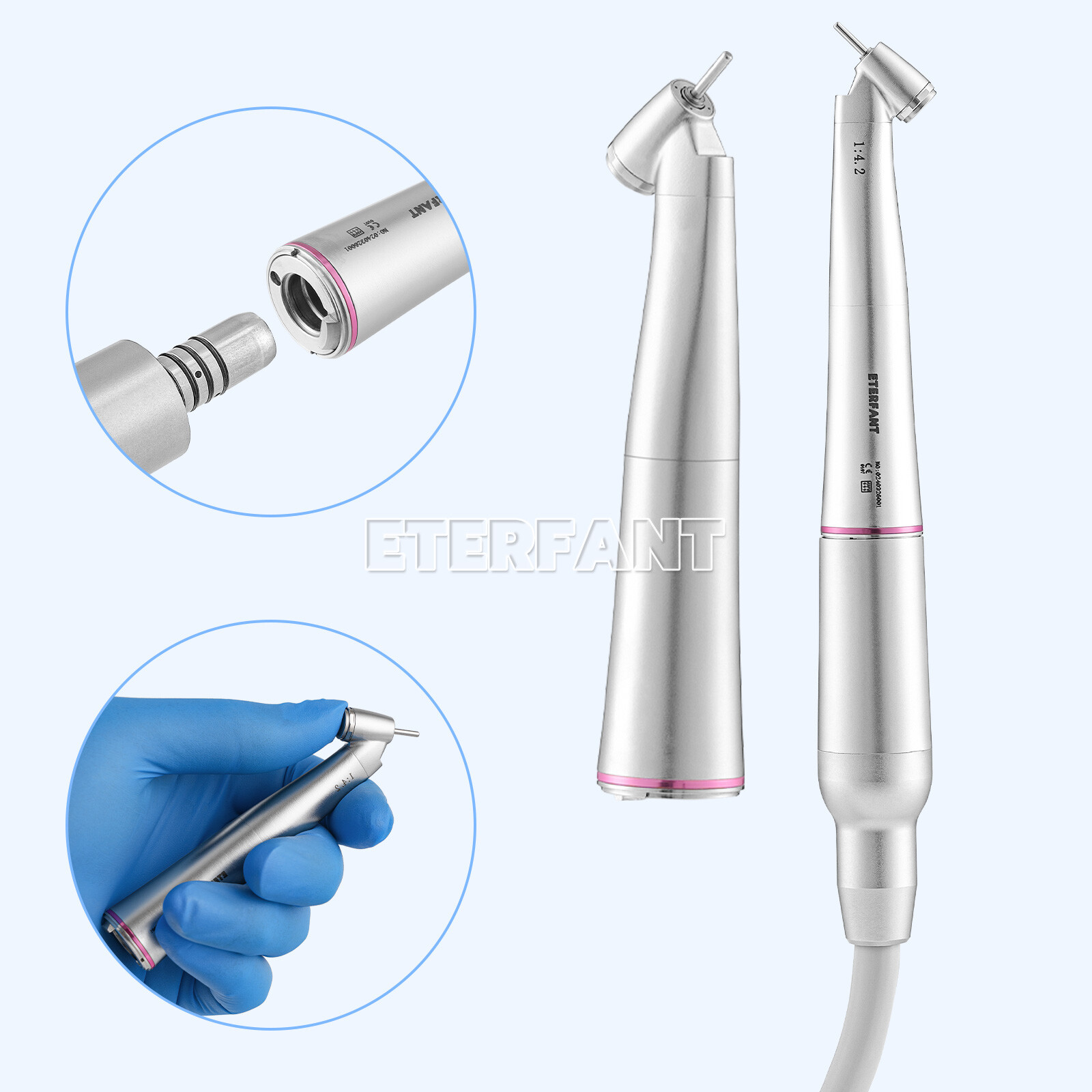 ENTERFANT Dental 1:1/1:4.2/20:1LED Fiber Optic Contra Angle Increasing Handpiece