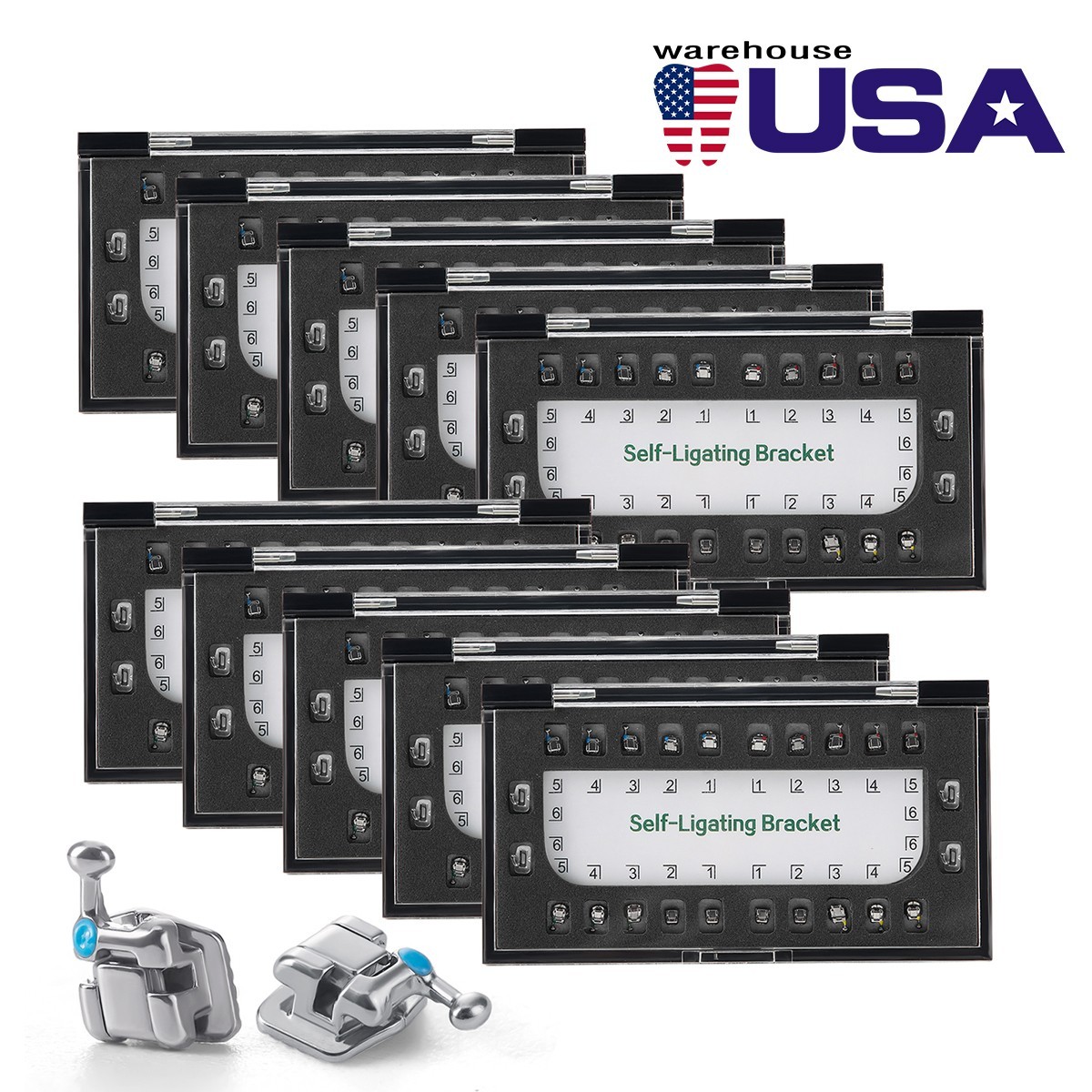 AZDENT Dental Ortho MIM Self Ligating Bracket Mini Roth.022 Hooks +Buccal Tube