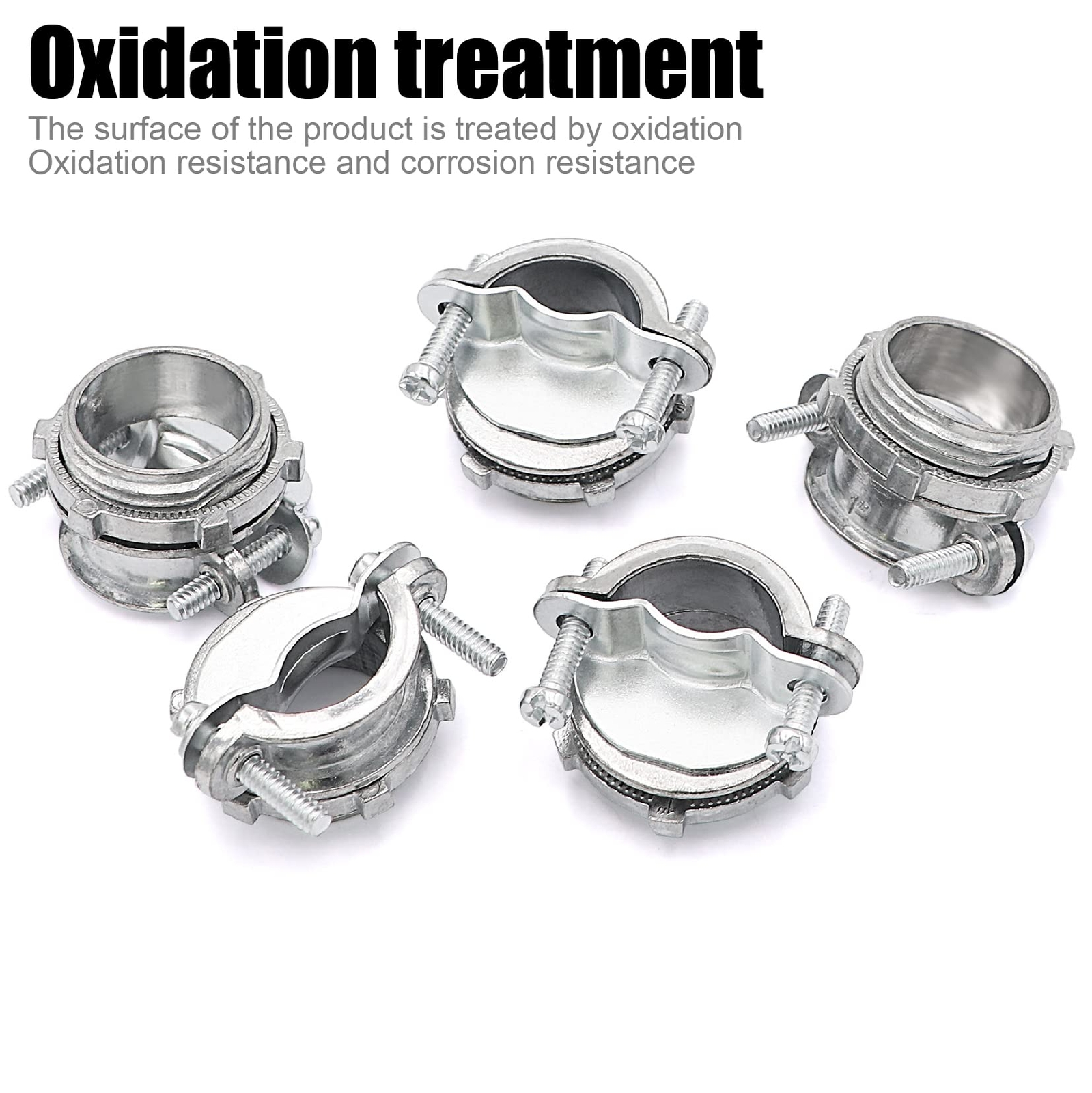 24 Pcs 1/2 Inch Clamp Type Cable Connectors for Metallic Conduit Silver-Zinc