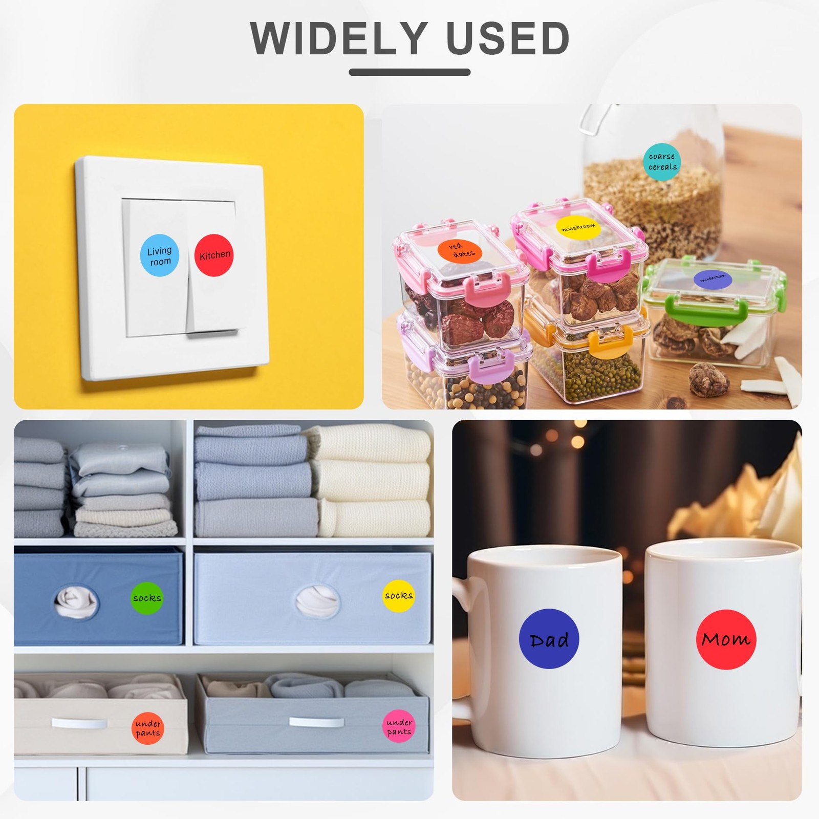 500 Labels Per Roll, 7 Colors Dot Stickers, 3/4 Inch Round Labels