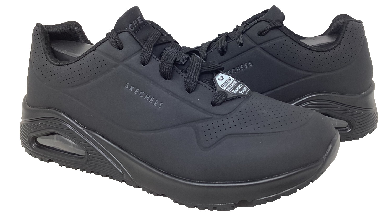 Skechers Women’s Work Relaxed Fit Uno SR Lace Up Shoes Black Size:9 122ST