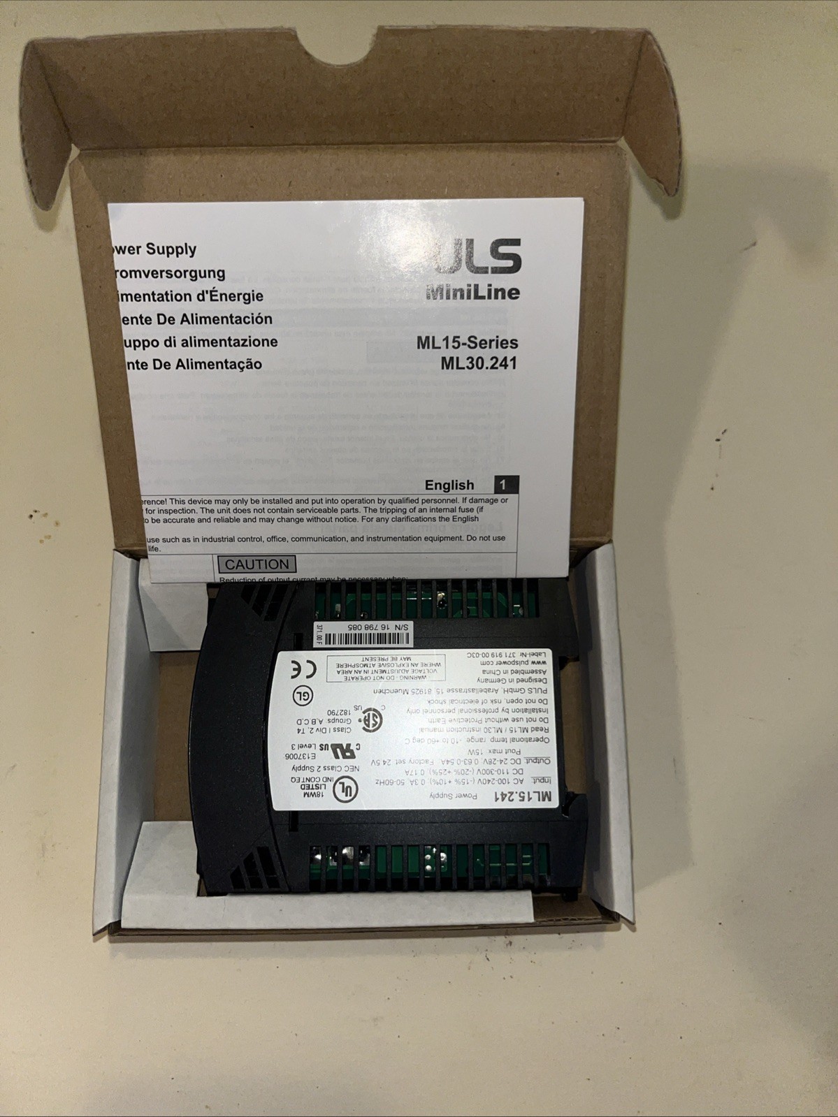 Puls Miniline ML15.241 Power Supply DIN Rail 100/240VAC to 24-28VDC Type ML15