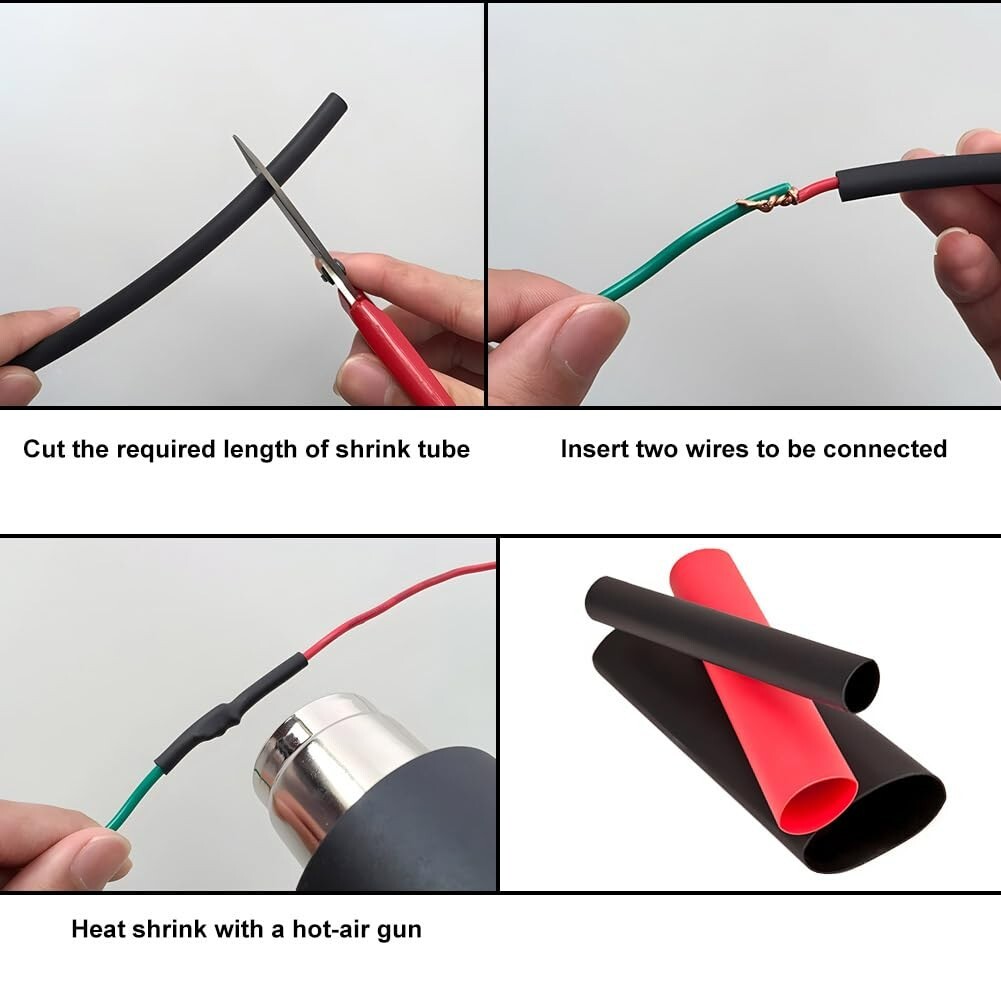 750Pcs Heat Shrink Tubing Kit Wire Shrink Wrap Tubing Shrink Ratio 2:1