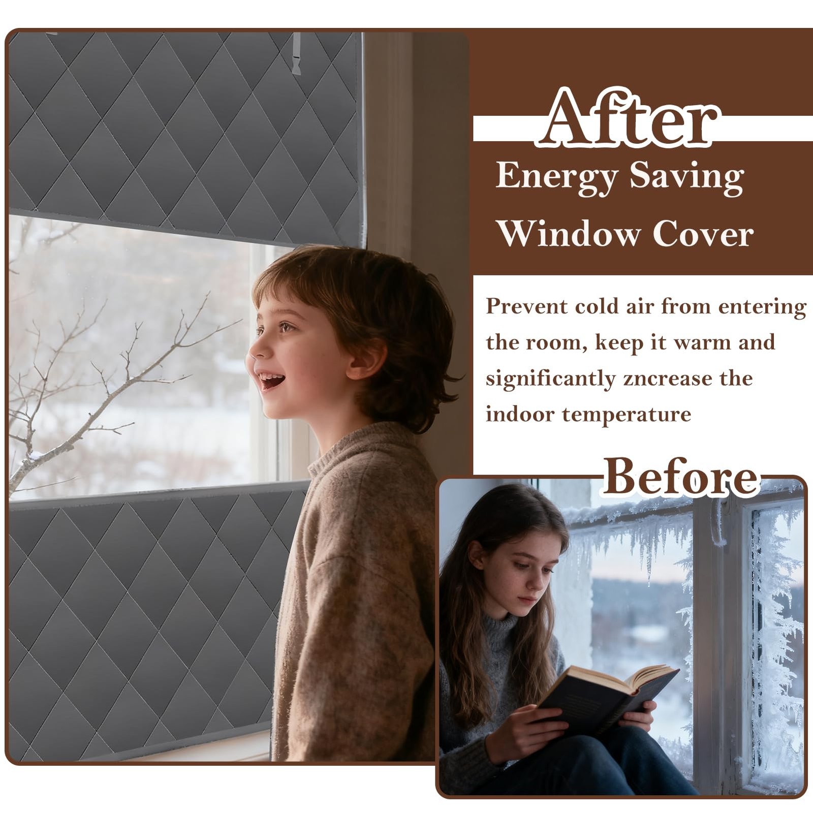 Visible Thermal Window Insulation Kit for Winter, Winterizing 63″x47″, Gray