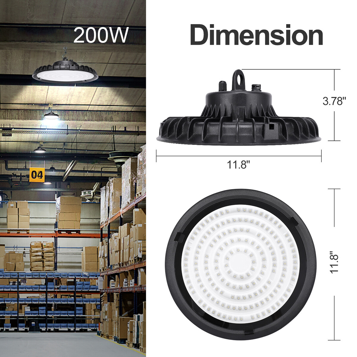 2Pack 200W UFO Led High Bay Light Commercial Factory Warehouse Shop Gym Light