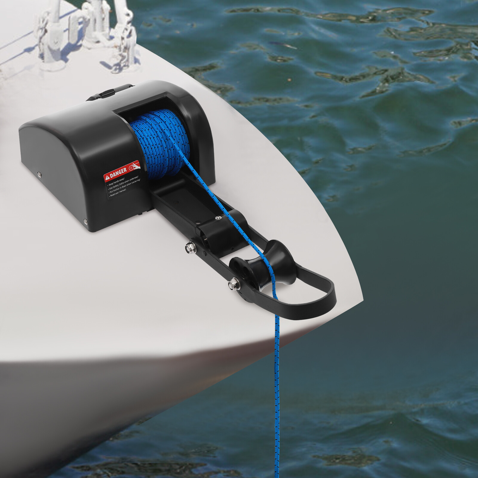 Electric anchor winch Boat Marine Winch 35LBS with remote control&Anchor Roller