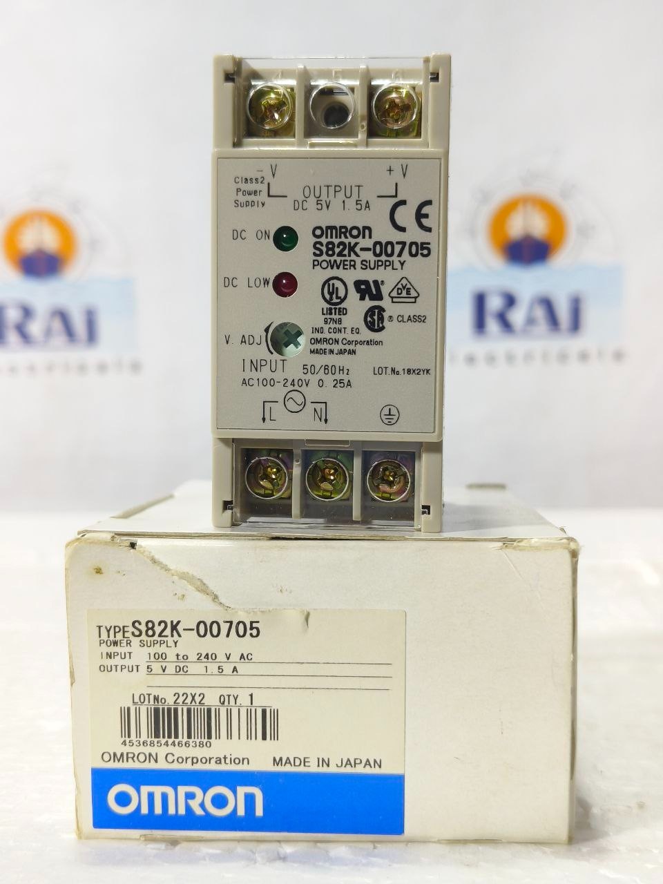OMRON S82K-00705 INPUT 100-240VAC TO OUTPUT 5VDC 1.5A SWITCHING POWER SUPPLY