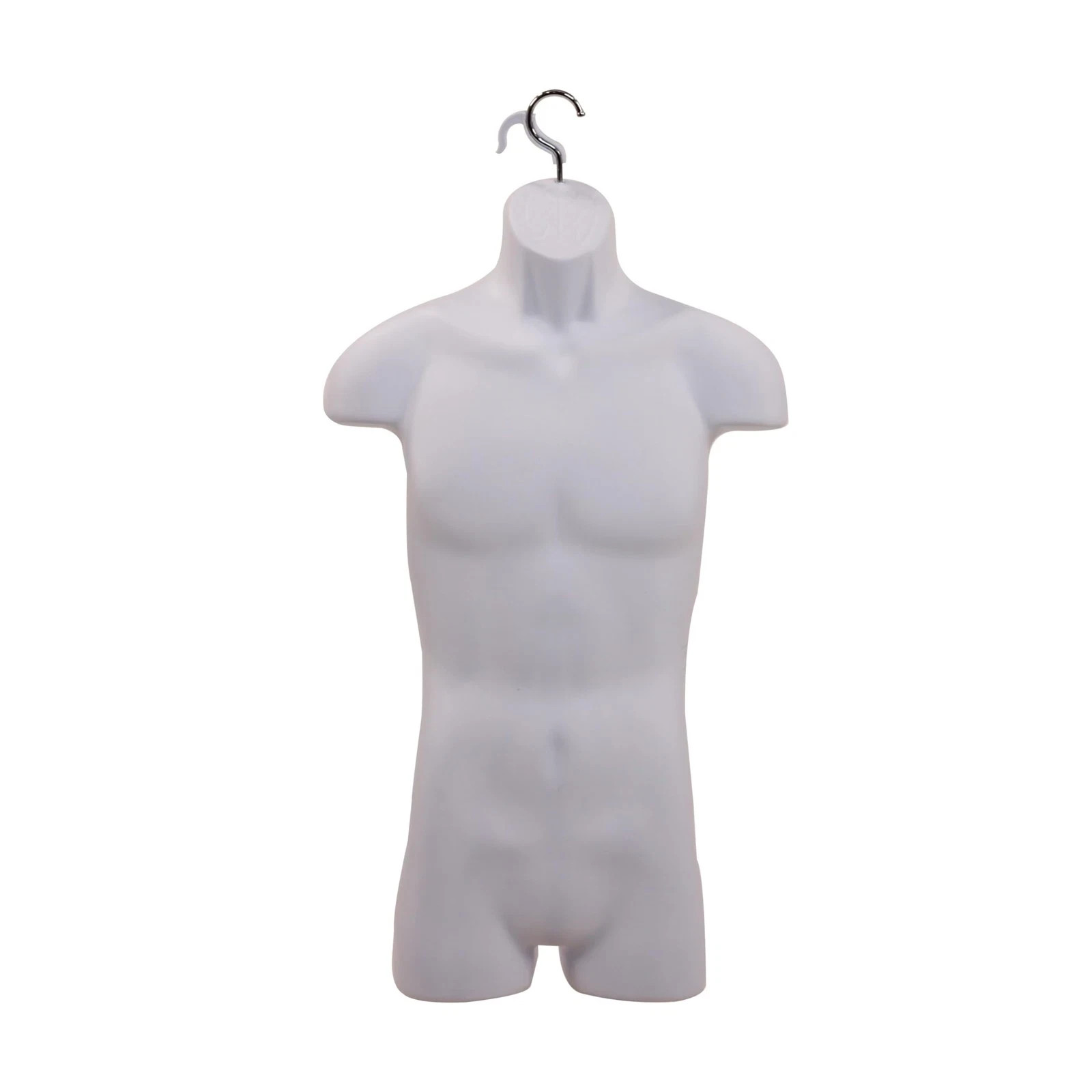 Molded Male Display Form White Torso Mannequin for Retail Tees and Clothing