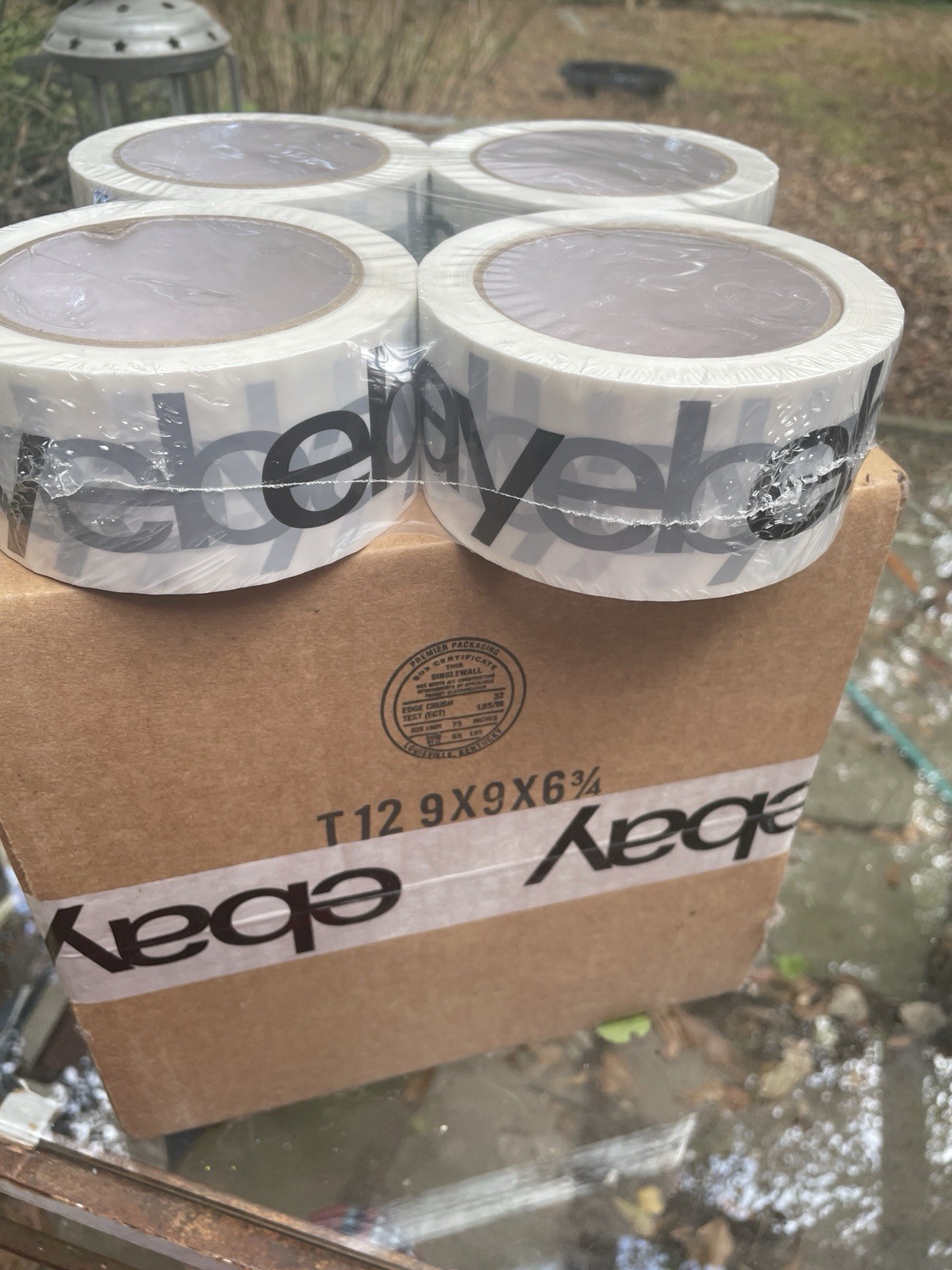 Four [4] Rolls eBay Branded Logo Black White Shipping Tape 75 yards x 2″ New