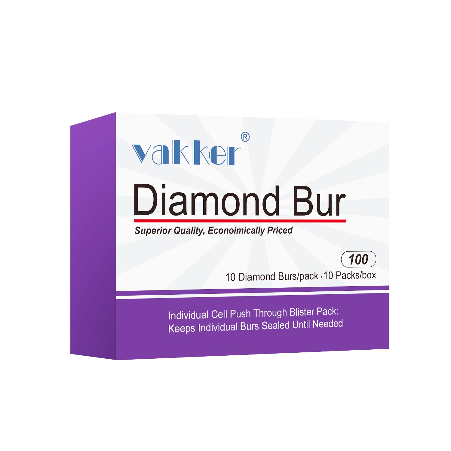 10/Pk Vakker Dental Diamond Burs Flame FG 863-016F Fine Grit Friction Grip Bur