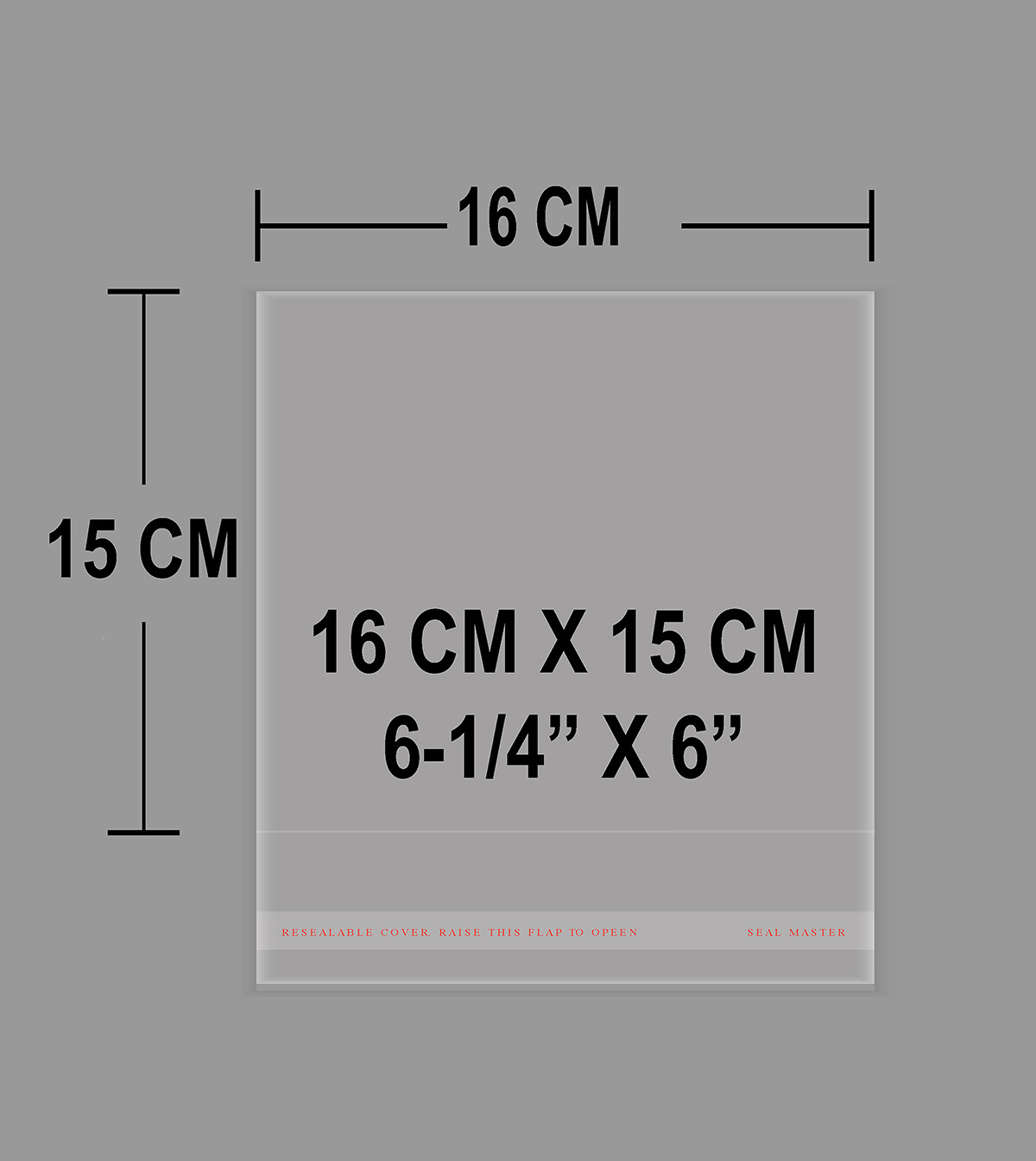 Clear Resealable Self Adhesive Seal Cello Lip Tape Plastic bags 6-1/4 x 6 inches