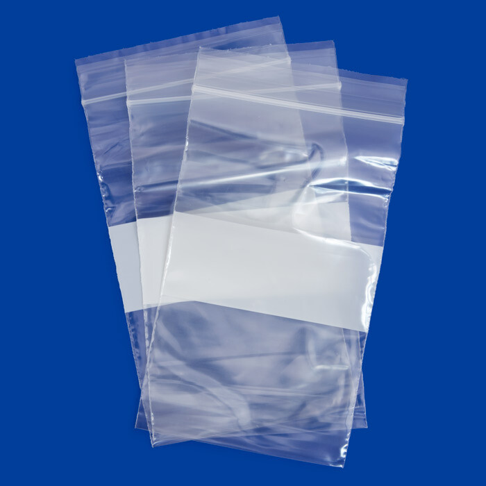 1000 Reclosable 2MIL White Block Zip Writable Zipper Baggies Clear Seal Lock Bag
