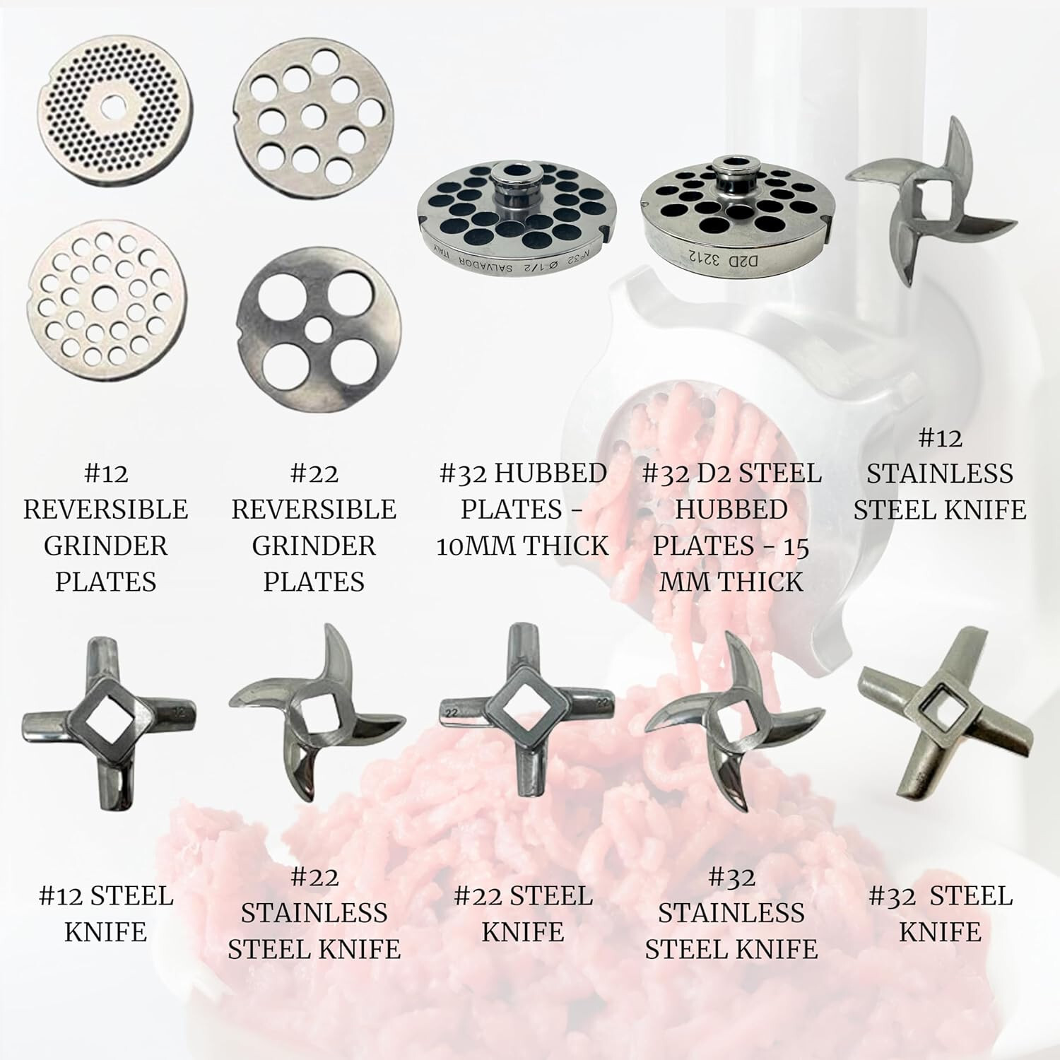 Cutlery Mania Meat Grinding Plate by Salvinox (#22 1/8 Hubbed Plate) (22SP1-8SS)
