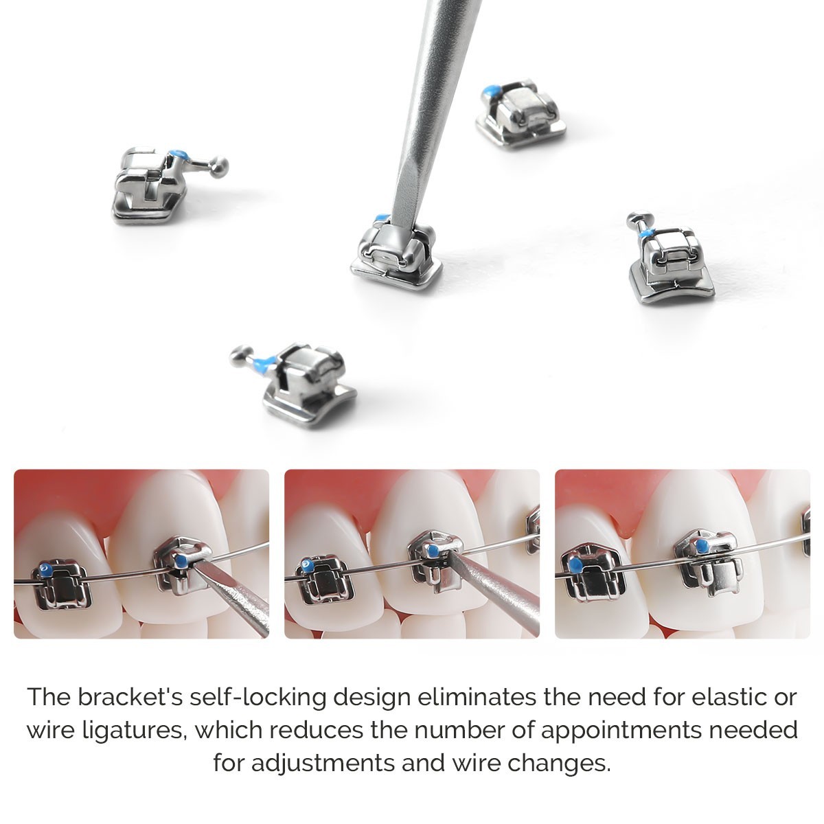 AZDENT Dental Ortho MIM Self Ligating Bracket Mini Roth.022 Hooks +Buccal Tube