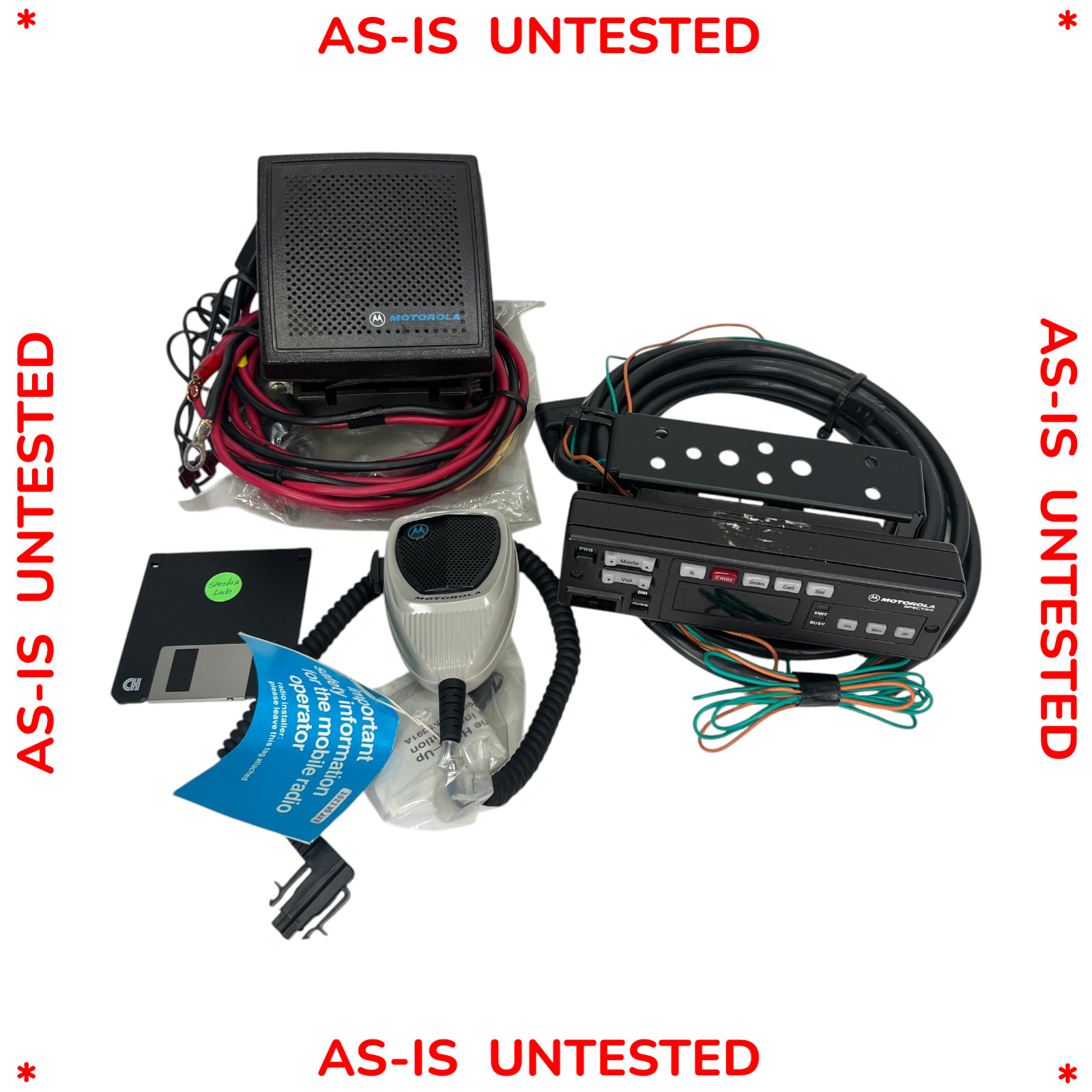 Motorola Spectra TA7FW+078W VHF 2 Way Mobile Radio w Accessories As-Is Untested