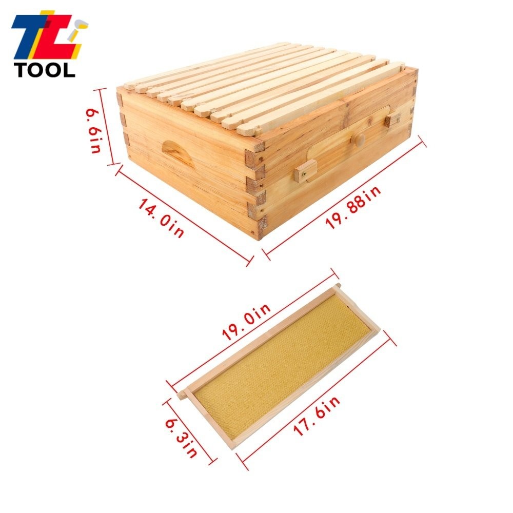 Bee Hive 10 Frame Deep Bee Box with Frames and Foundation Beeswax Coated Wood