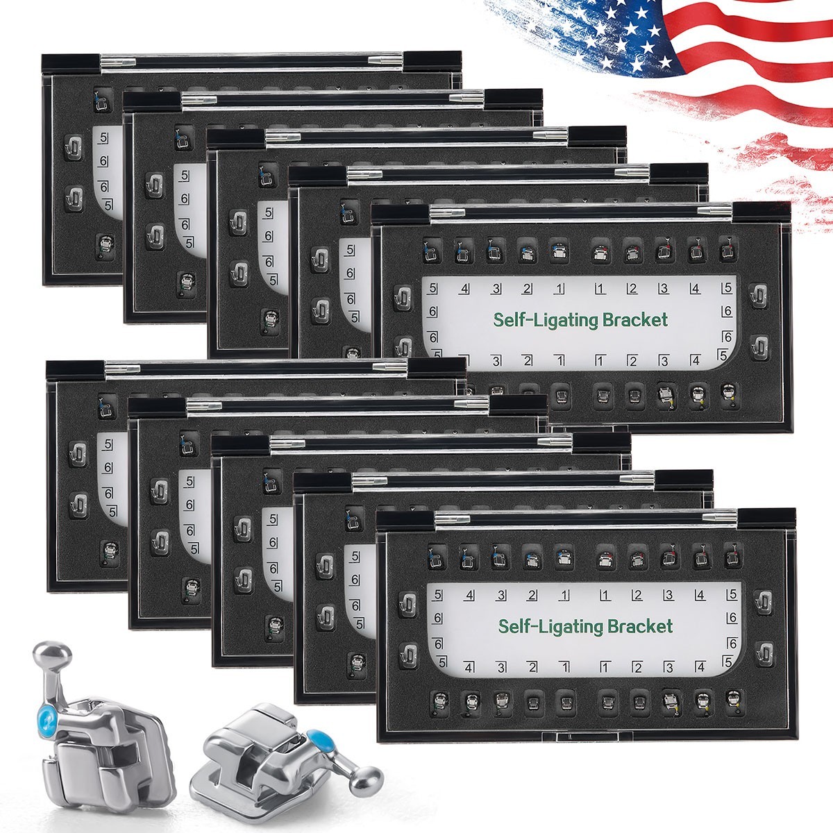 AZDENT Dental Ortho MIM Self Ligating Bracket Mini Roth.022 Hooks +Buccal Tube