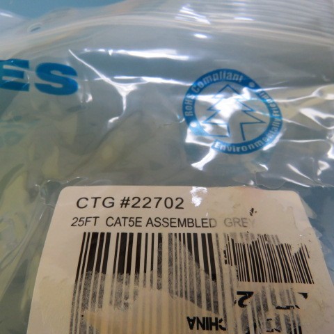 CTG 22702 Qty of 6 per Lot 25ft (7.6m) Cat5e Non-Booted Unshielded (UTP) Ethern