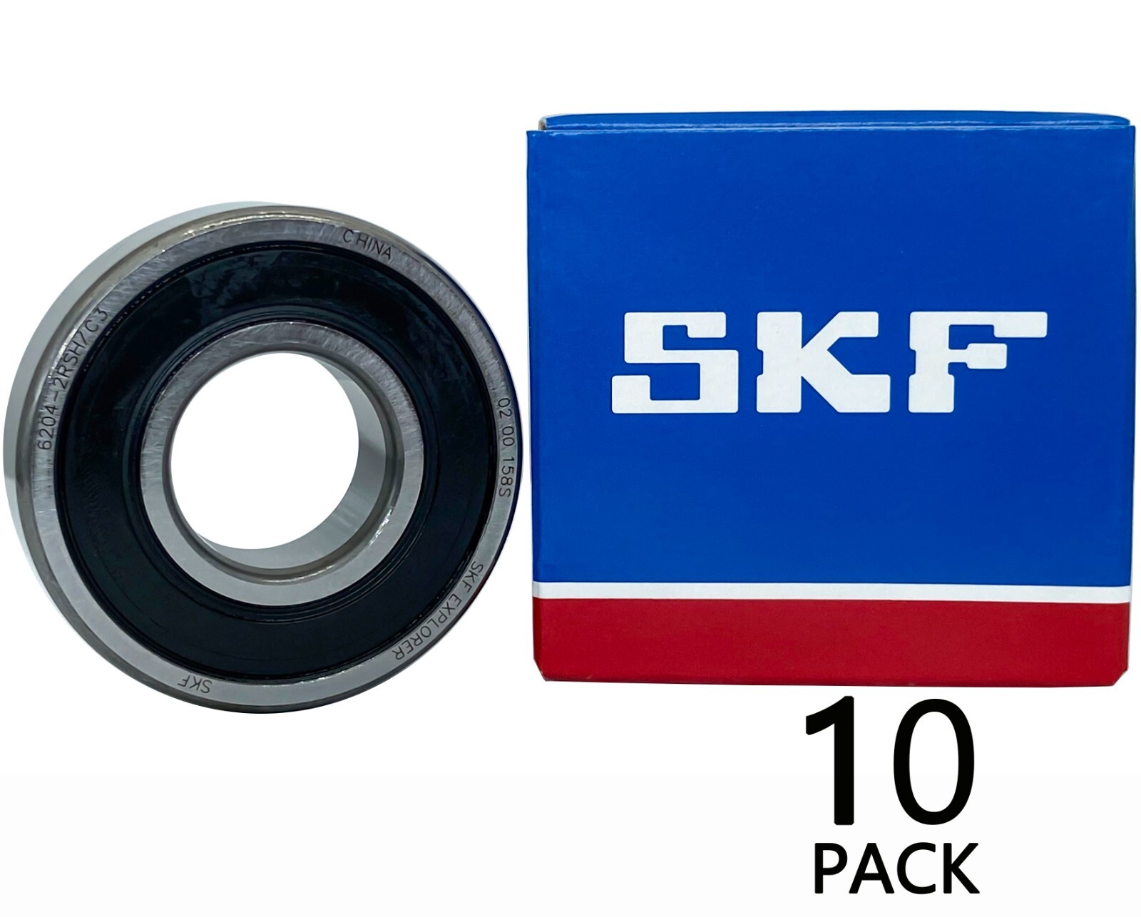 10PACK SKF 6204-2RSH C3 20X47X14MM Double Rubber Seal Bearings 6204-2RS 6204RS