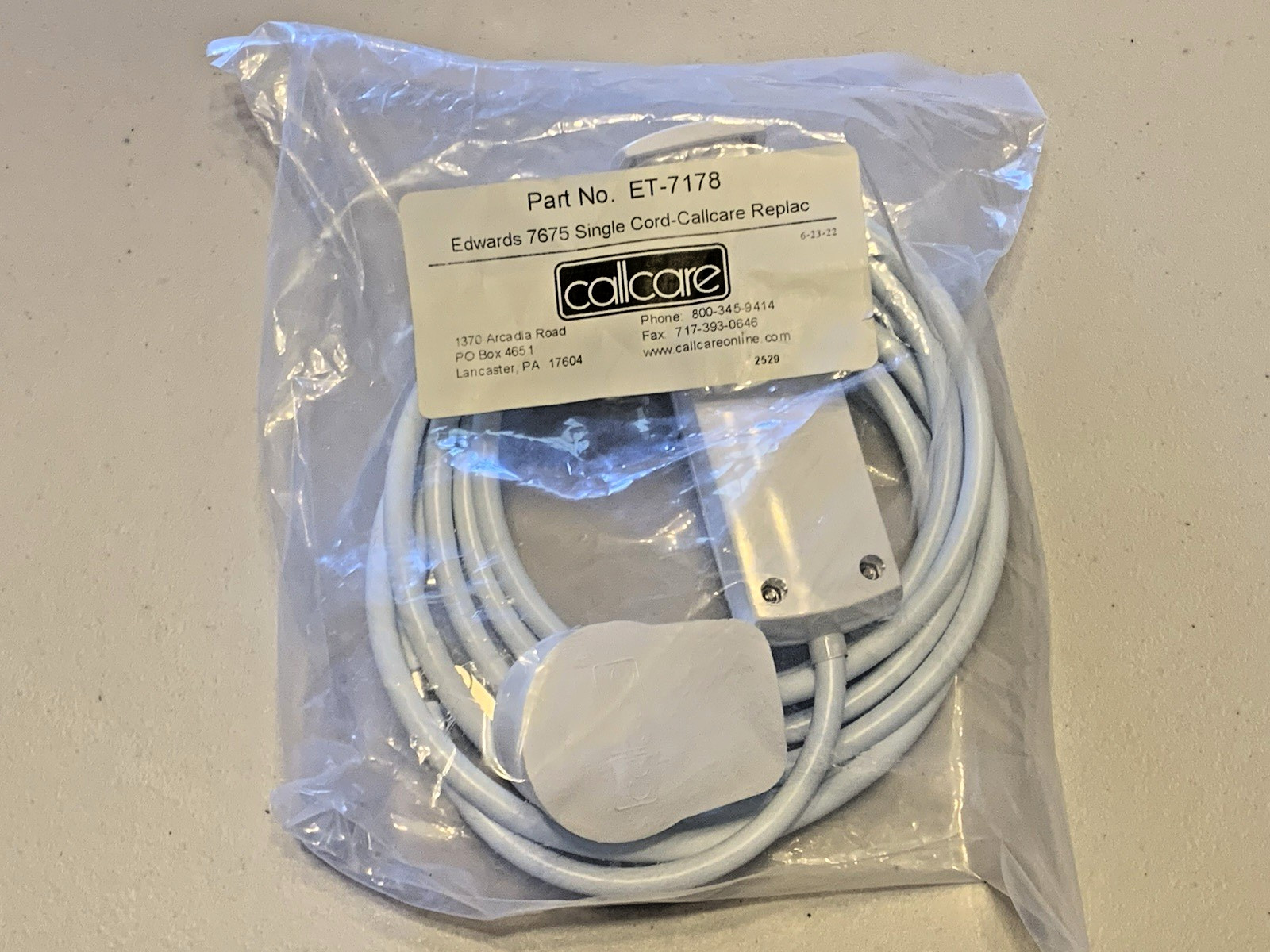 NEW In Package Callcare ET-7178 PATIENT NURSE CALL CORDS. See Pictures