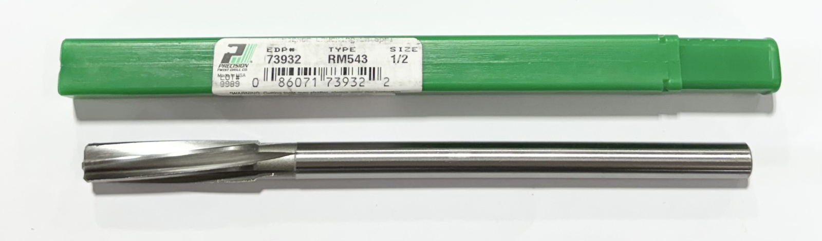 Precision Twist 1/2″ HSS Chucking Reamer Left Hand Spiral Right Hand Cut USA