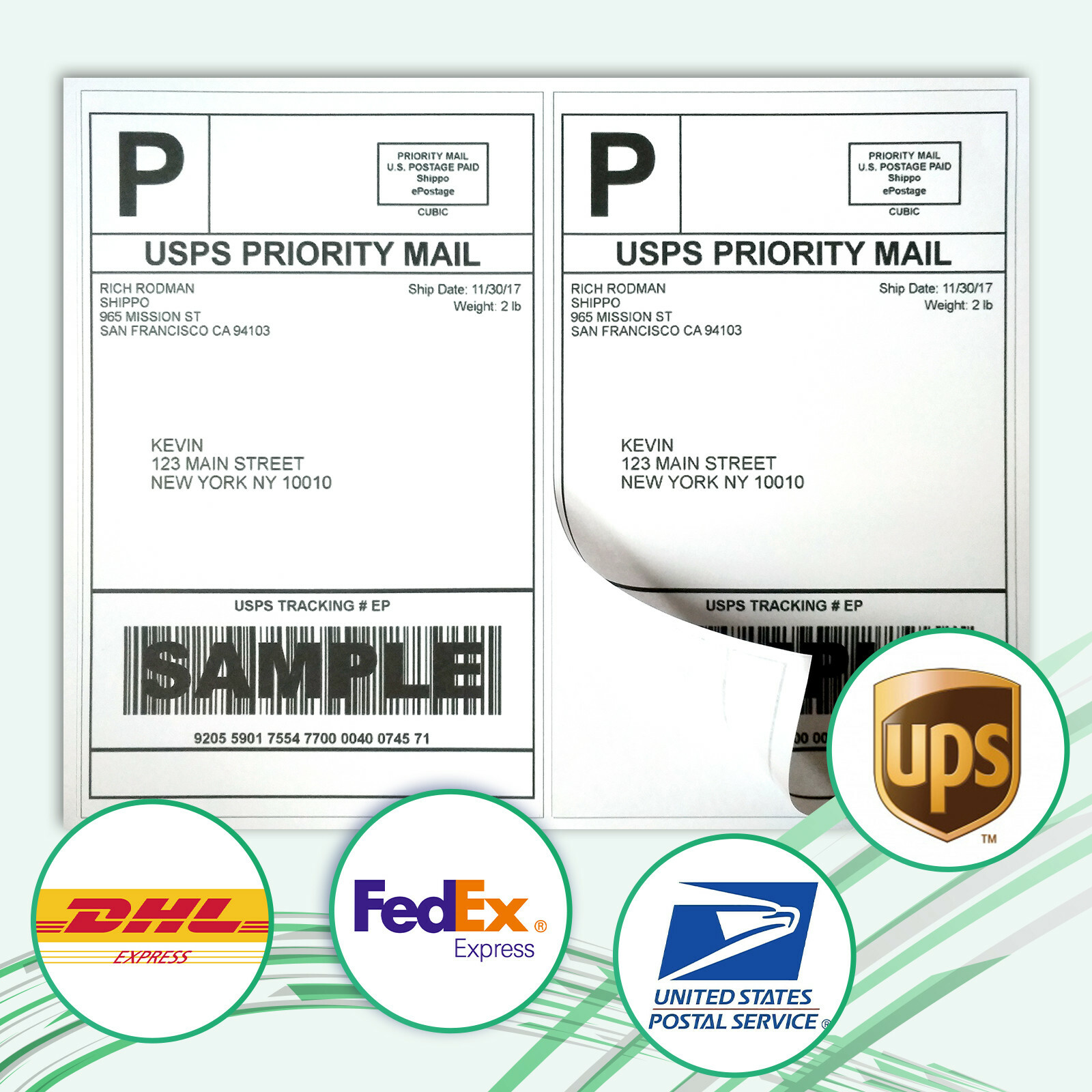 1100 Shipping Labels 8.5×5.5 Self Adhesive Half Sheet Shipping Labels 1000 + 100