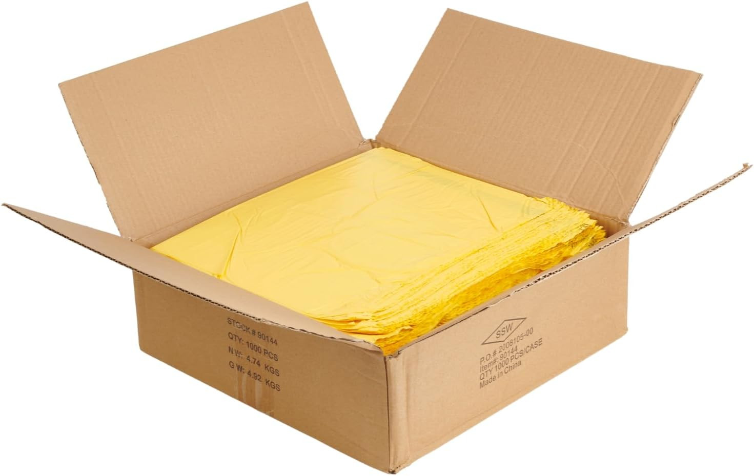 Yellow Plastic T-Shirt Shopping Bags – Case of 1,000-11 ½” X 6″ X 21″ –