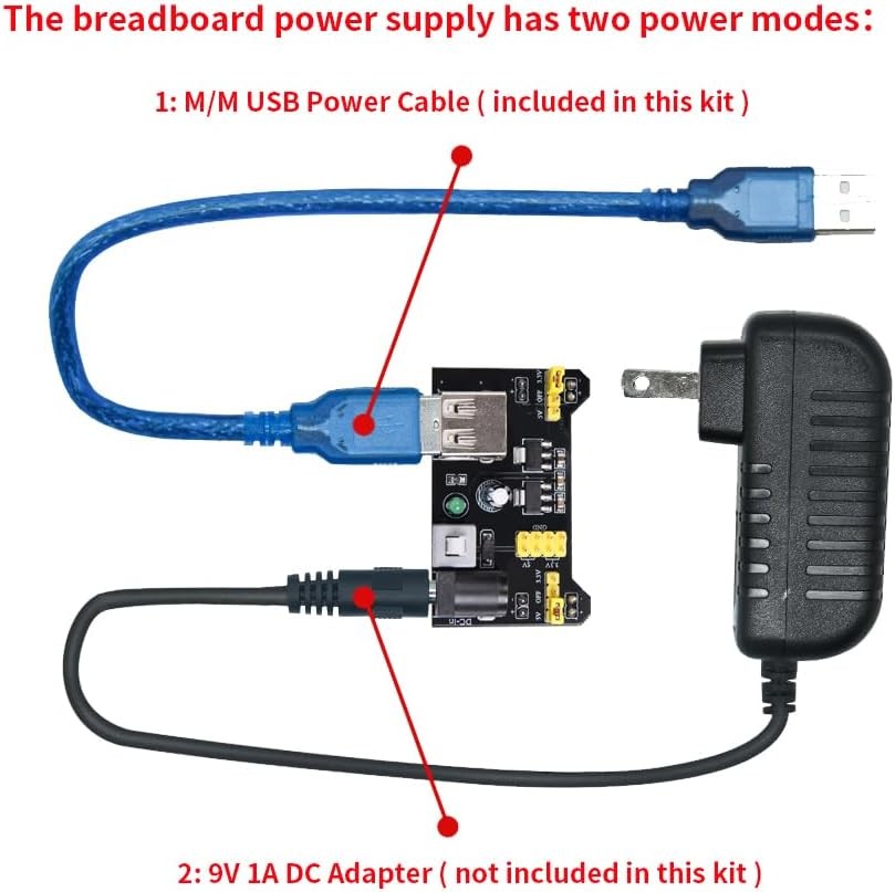 REXQualis Electronics Basic Kit w/Power Supply Module, Breadboard, Jumper…