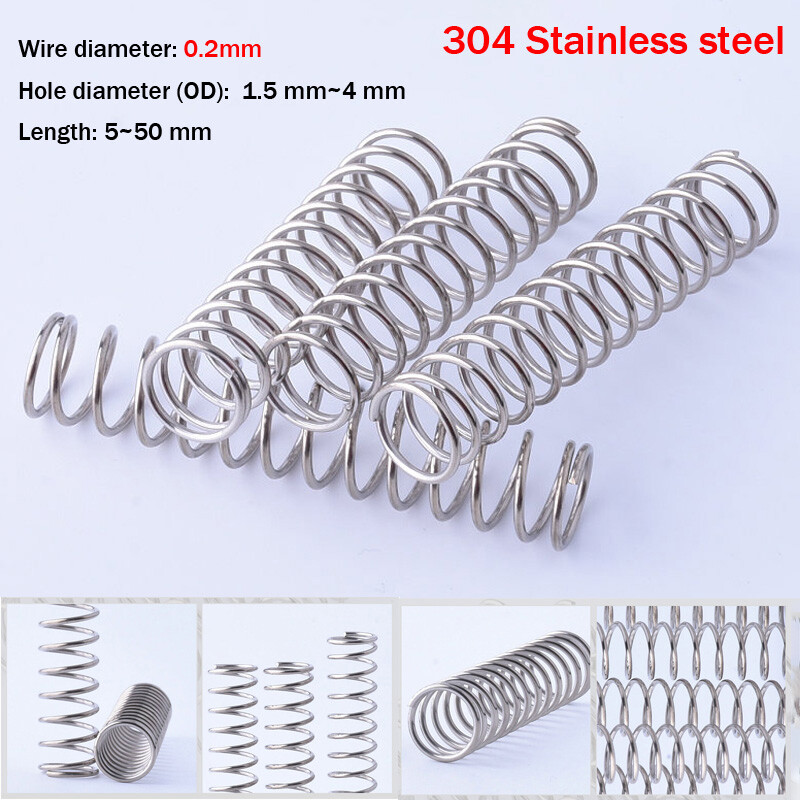 Stainless Steel Compression Springs Spring Ø0.2mm Wire , OD Ø1.5-4mm, L= 5-50mm