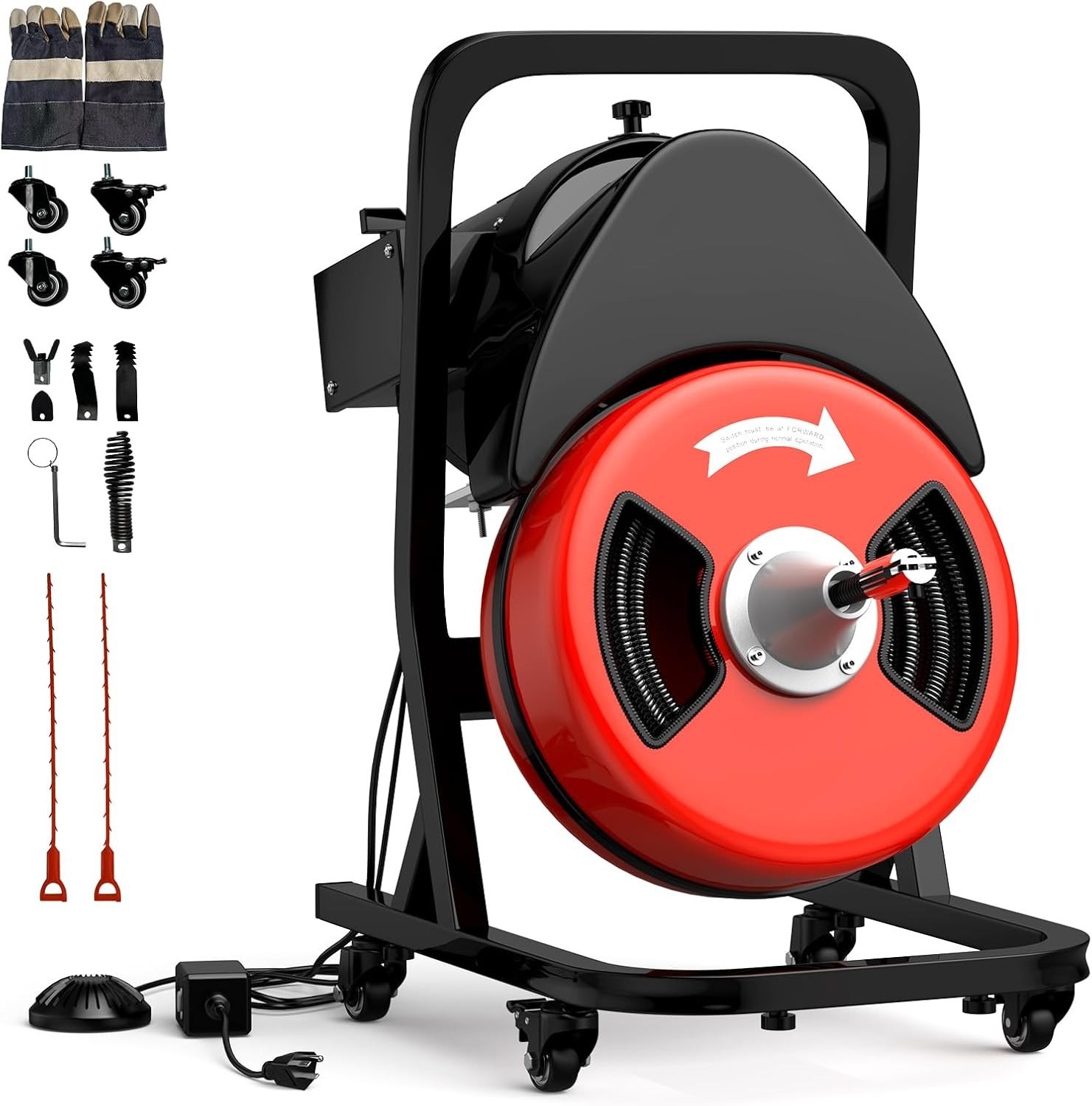 GRAVEE 50FT x 1/2″ Electric Drain Cleaner Machine Auger for 2″-4″ Pipes
