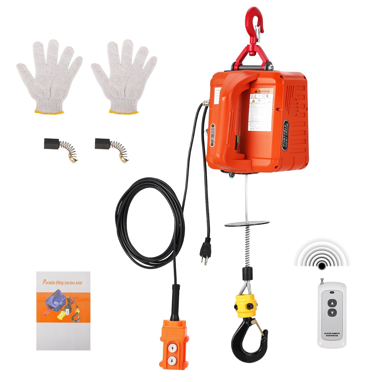 3-in-1 Electric Hoist Winch 1100 lbs Capacity, 1500W 120V Power, 25ft Lift