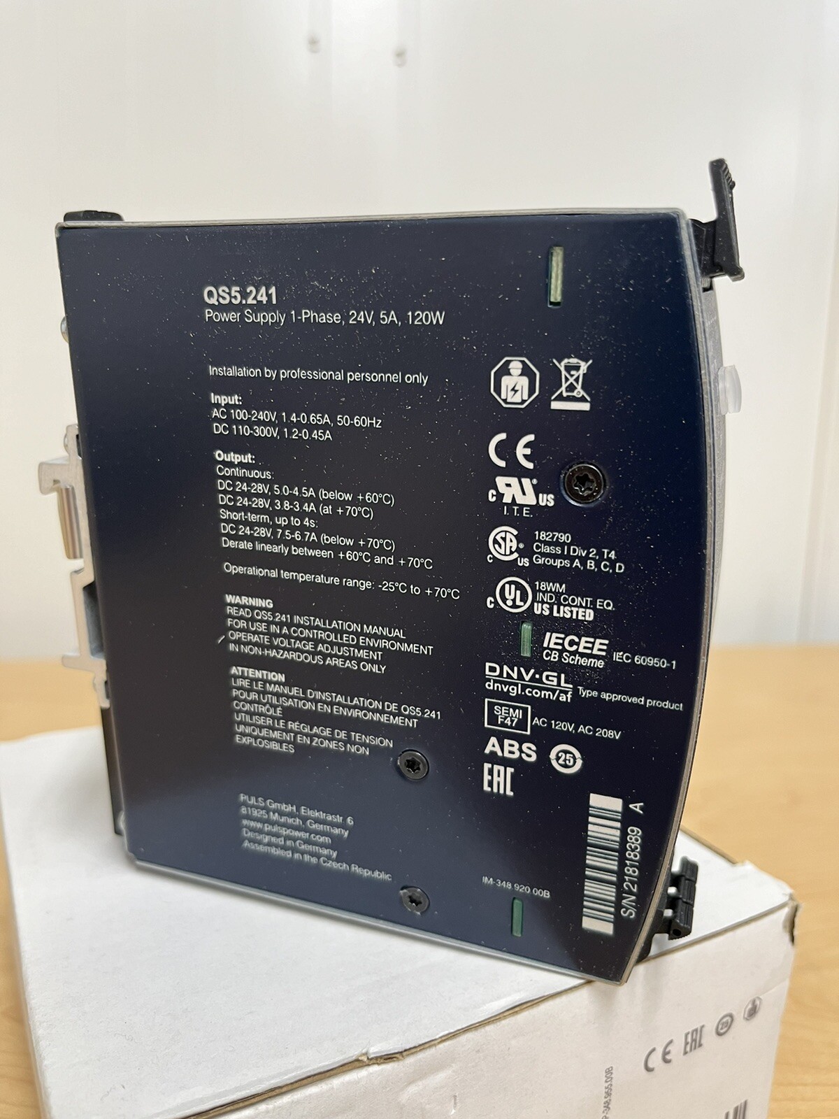 NEW! PULS QS5.241 Power Supply Input AC 100-240V DC 110-300V Output DC 24-28V 5A
