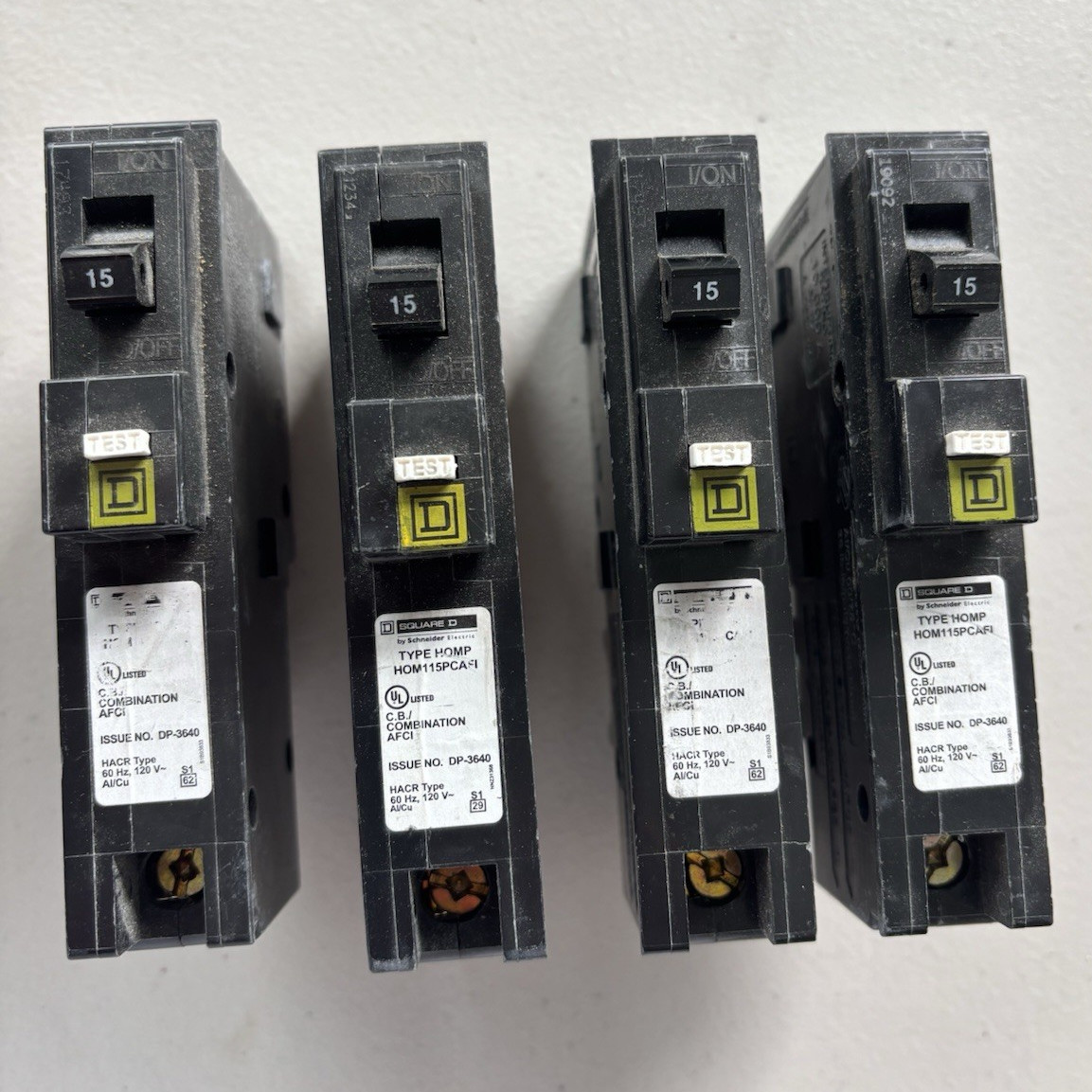 Square D HOM115PCAFI 15A Combination AFCI Circuit Breaker 1-Pole 120V Lot of 4