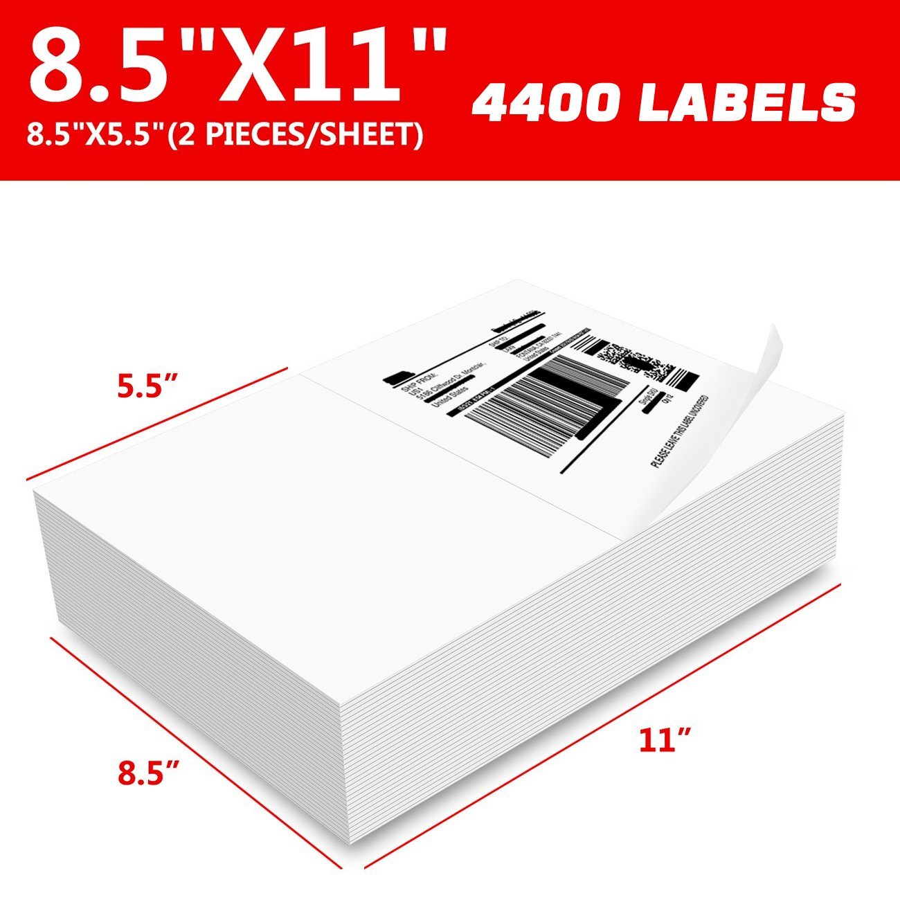 Shipping Labels 2 Per Sheet 8.5 x 5.5″ Half Sheets Blank Self Adhesive 220-11000