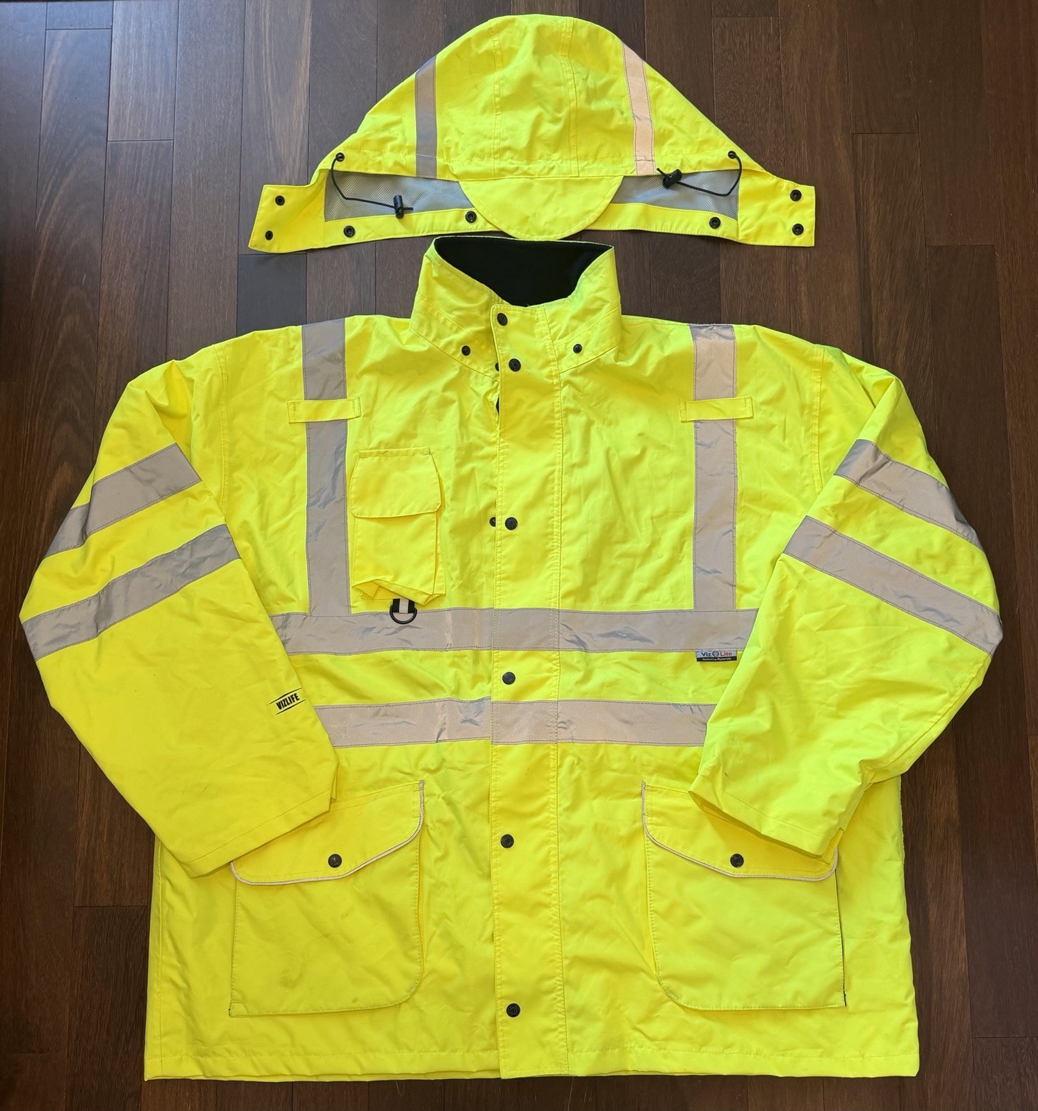VizLife HV 267 Hi-Vis Yellow/Gray Reflective Hooded Jacket ANSI/ISEA 4XL