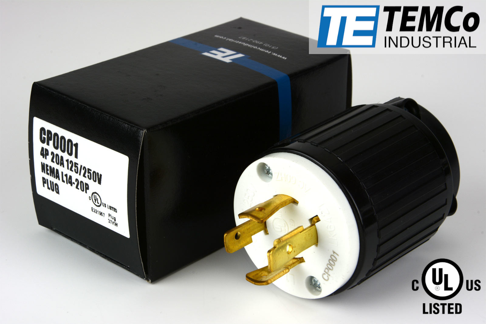 TEMCO NEMA L14-20P Male Plug 20A 125/250V Locking UL Listed for Generator