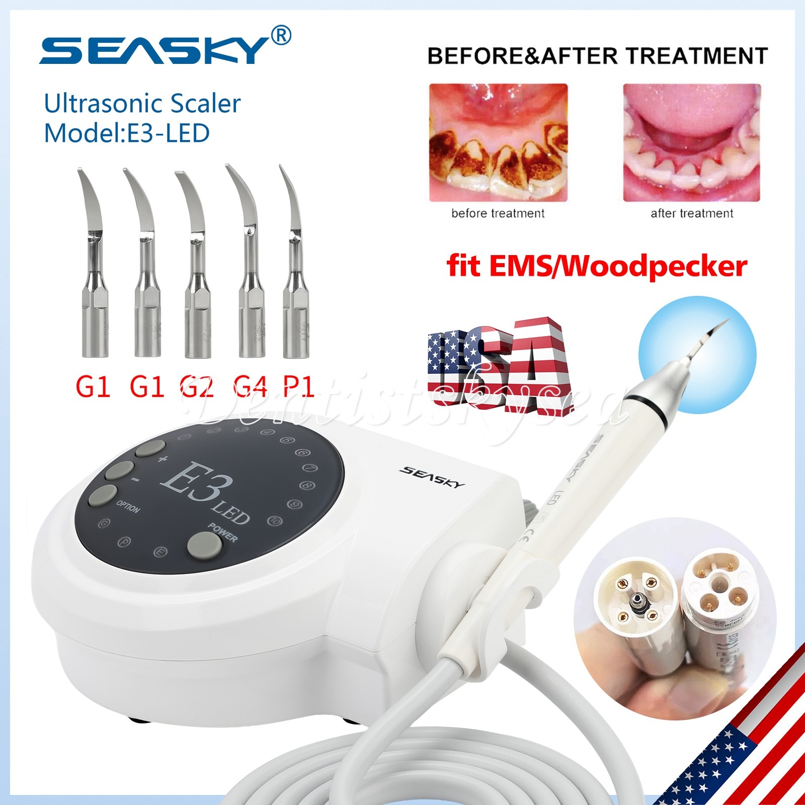 Scaling Perio Endo LED Ultrasonic Piezo Scaler Handpiece Fit EMS Cavitron Dental