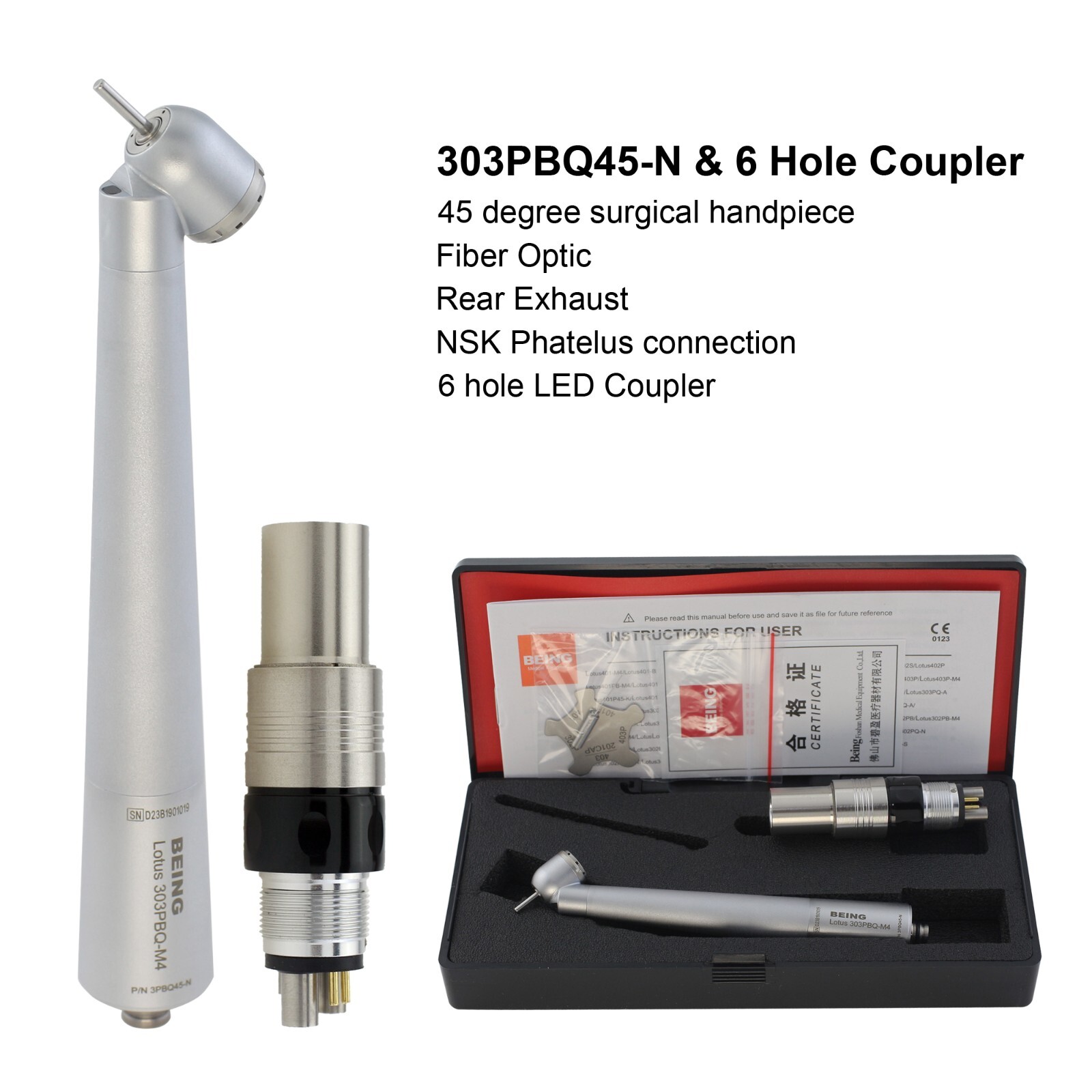BEING Dental Surgical Handpiece 45 Degree Angle High Speed NSK Phatelus Coupler