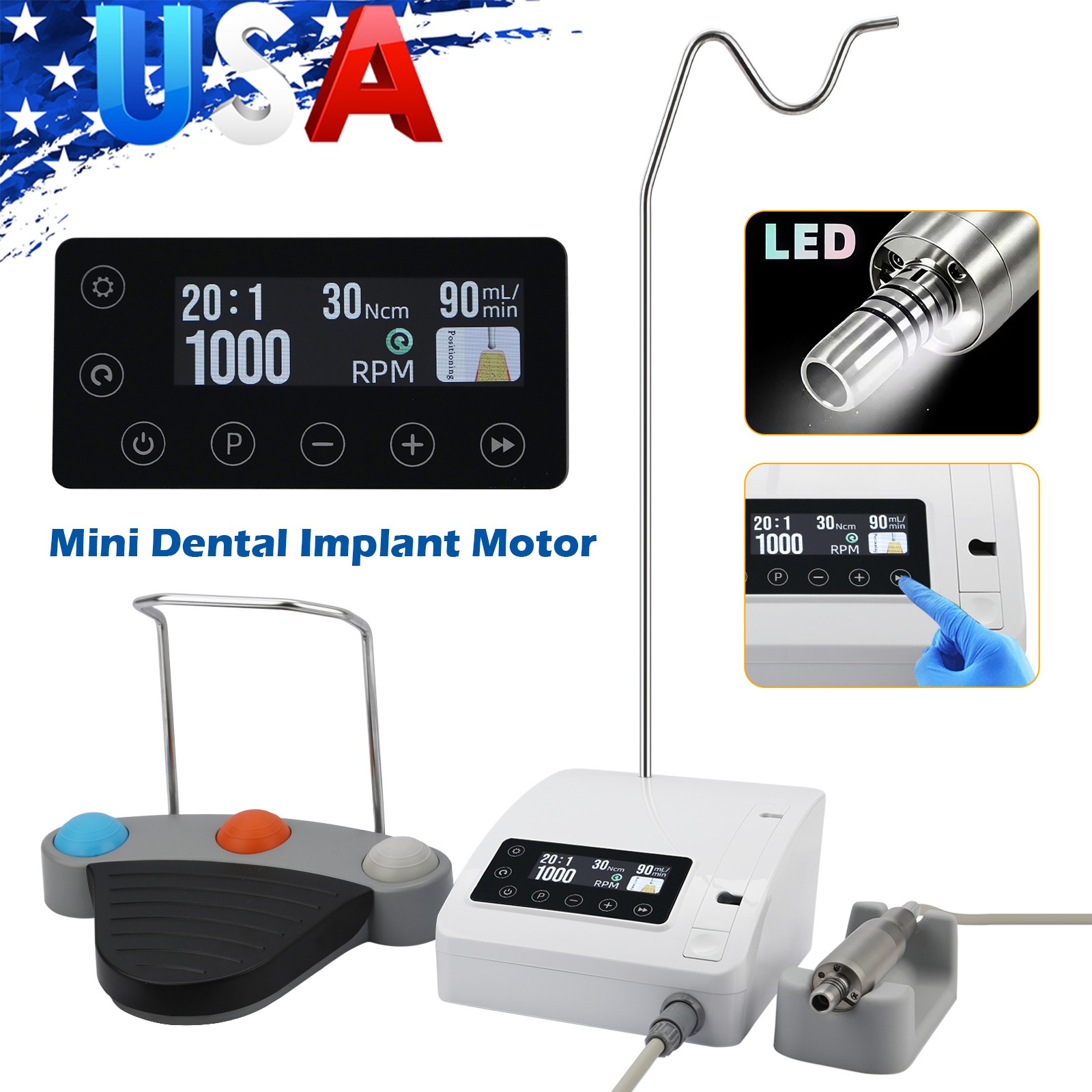 Mini Dental Implant System Motor Surgical Brushless +20:1 Contra Angle Handpiece