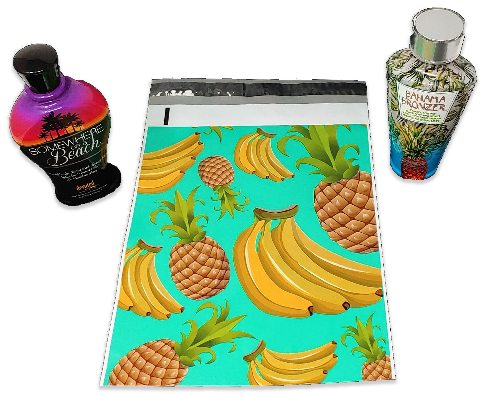 Poly Mailers 10×13 Tropical Theme Teal Pineapple Banana Shipping Mailing AQUA