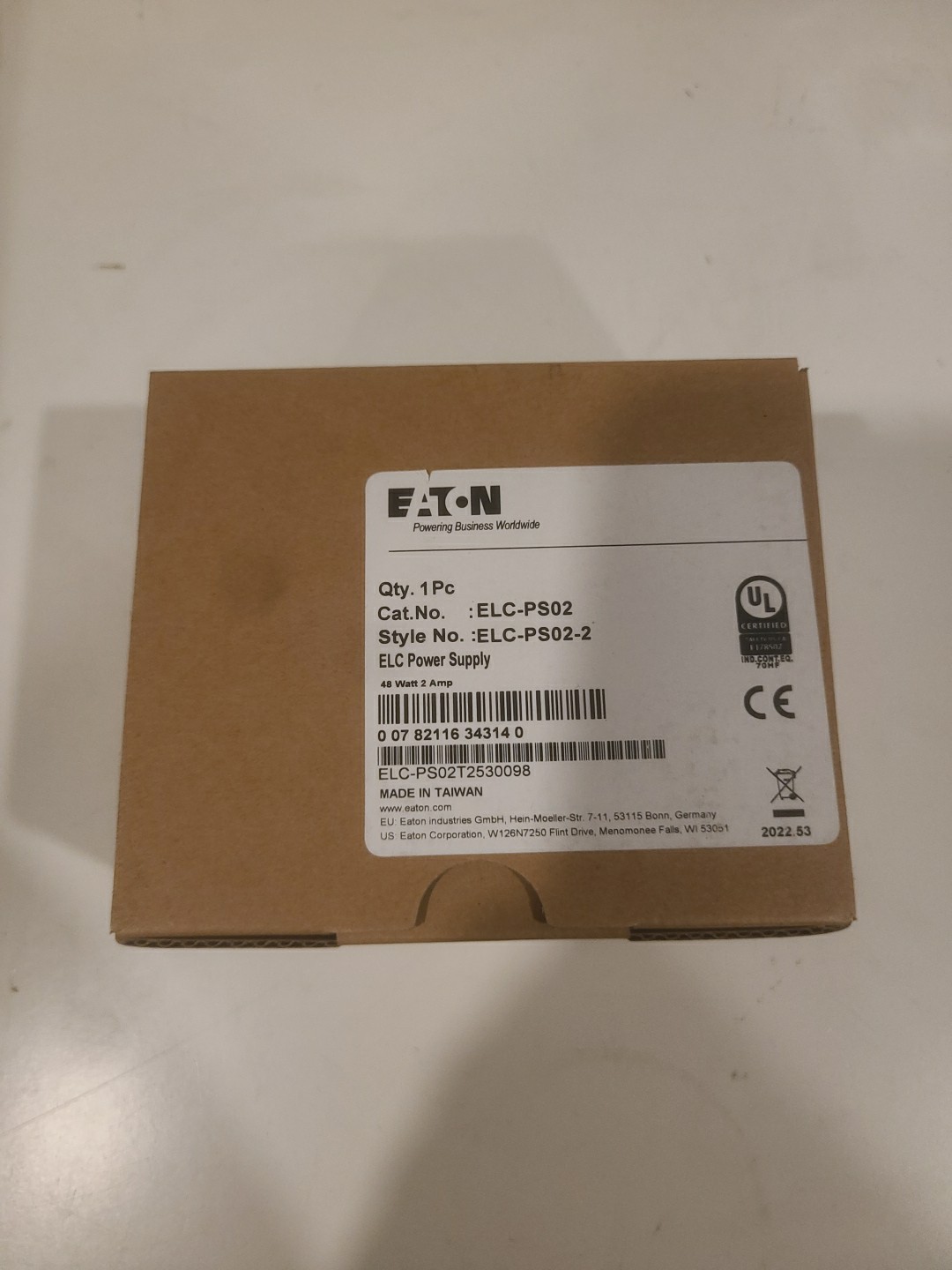 Eaton ELC PS-02 Power Supply, New 120/240 To 24vdc 2a Transformer