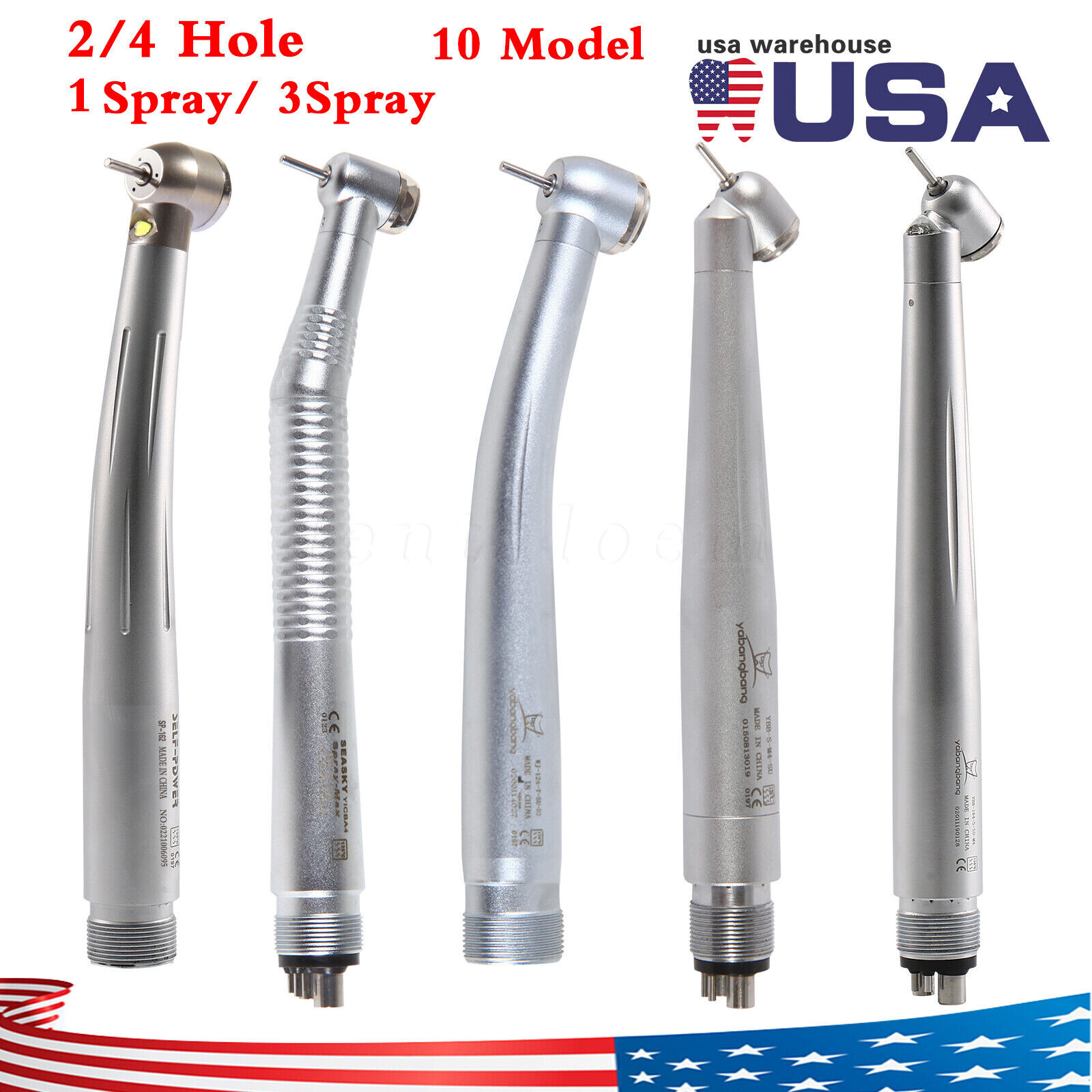 LED Dental High Speed Handpiece E-Generator 3/Single Water Spray 2/4 Holes
