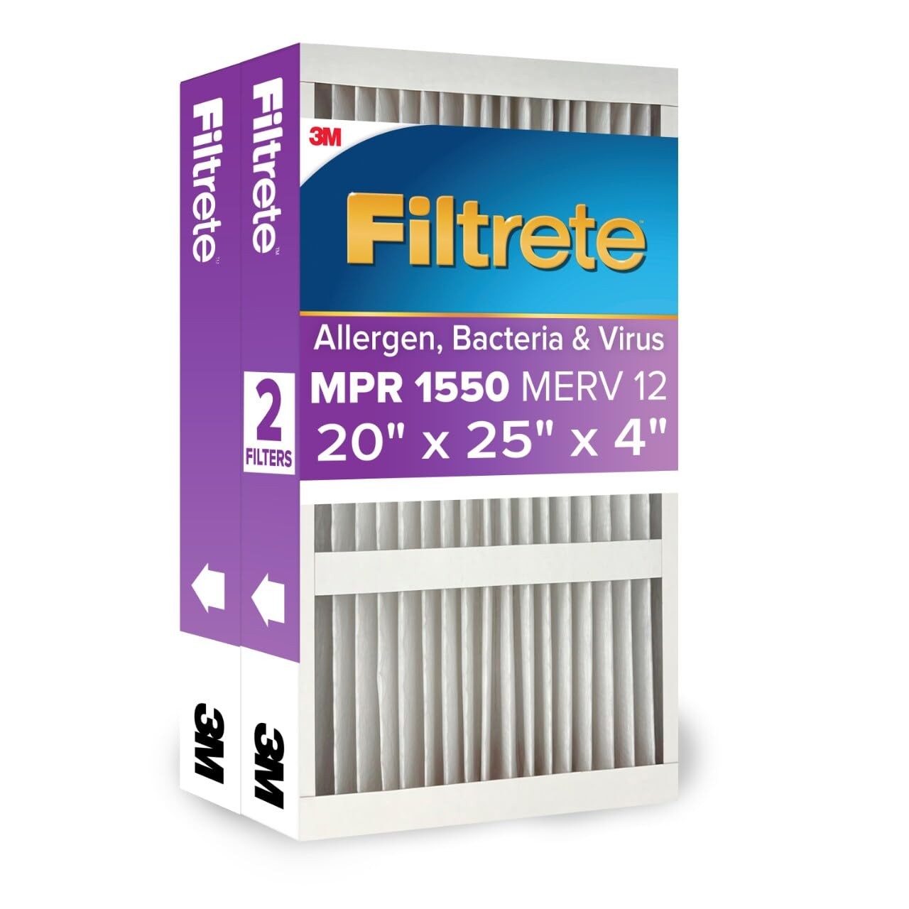Filtrete 20X25X4 Slim Fit 3.75 Width Ac Furnace Air Filter Mpr 1550 Merv 12